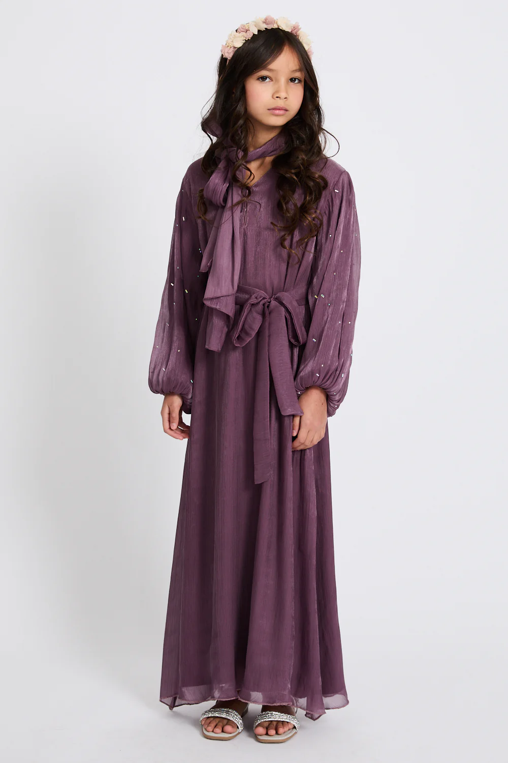Junior Girls Premium Organza Frost Dainty Embellished - Mulberry - Image 6