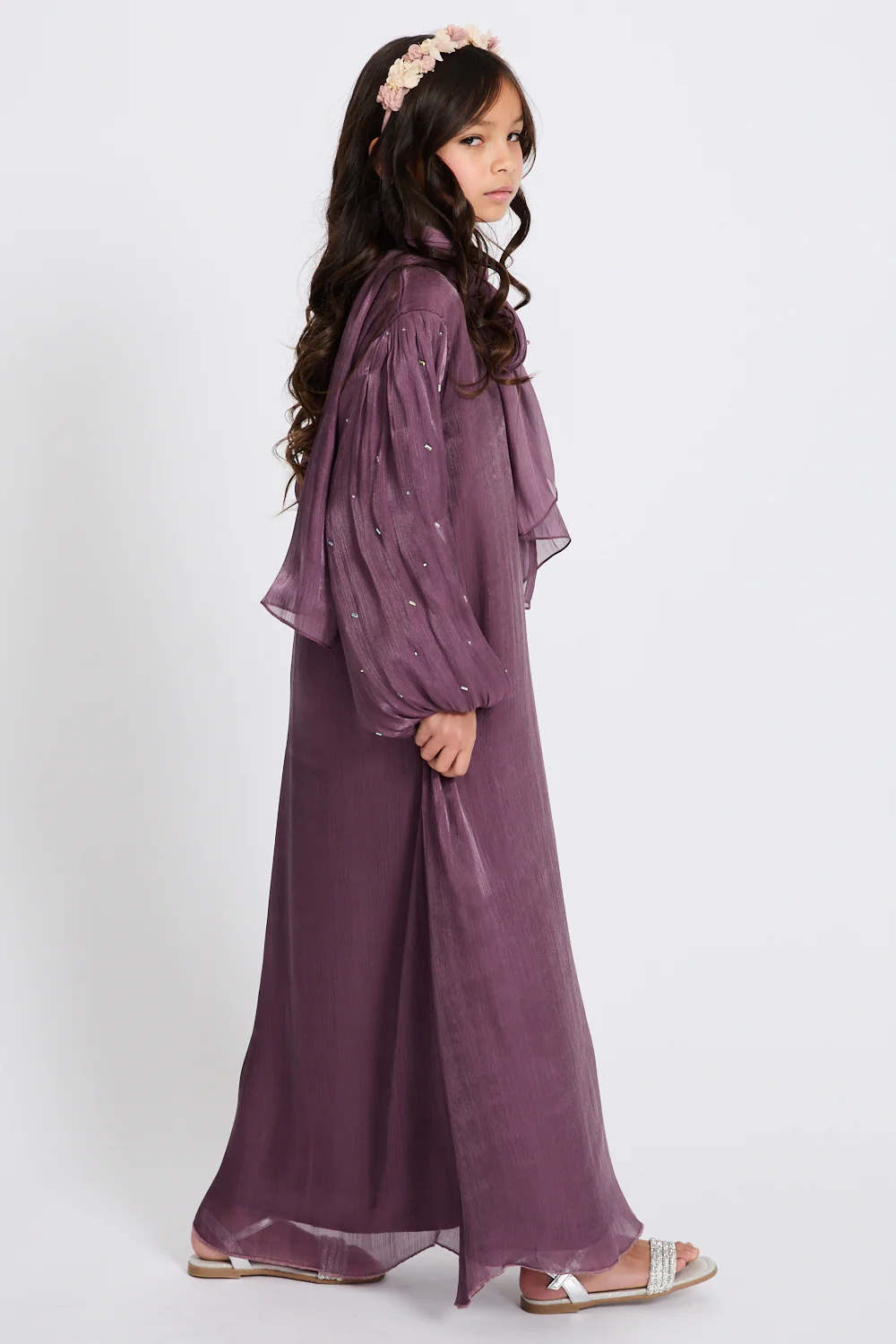 Junior Girls Premium Organza Frost Dainty Embellished - Mulberry - Image 8