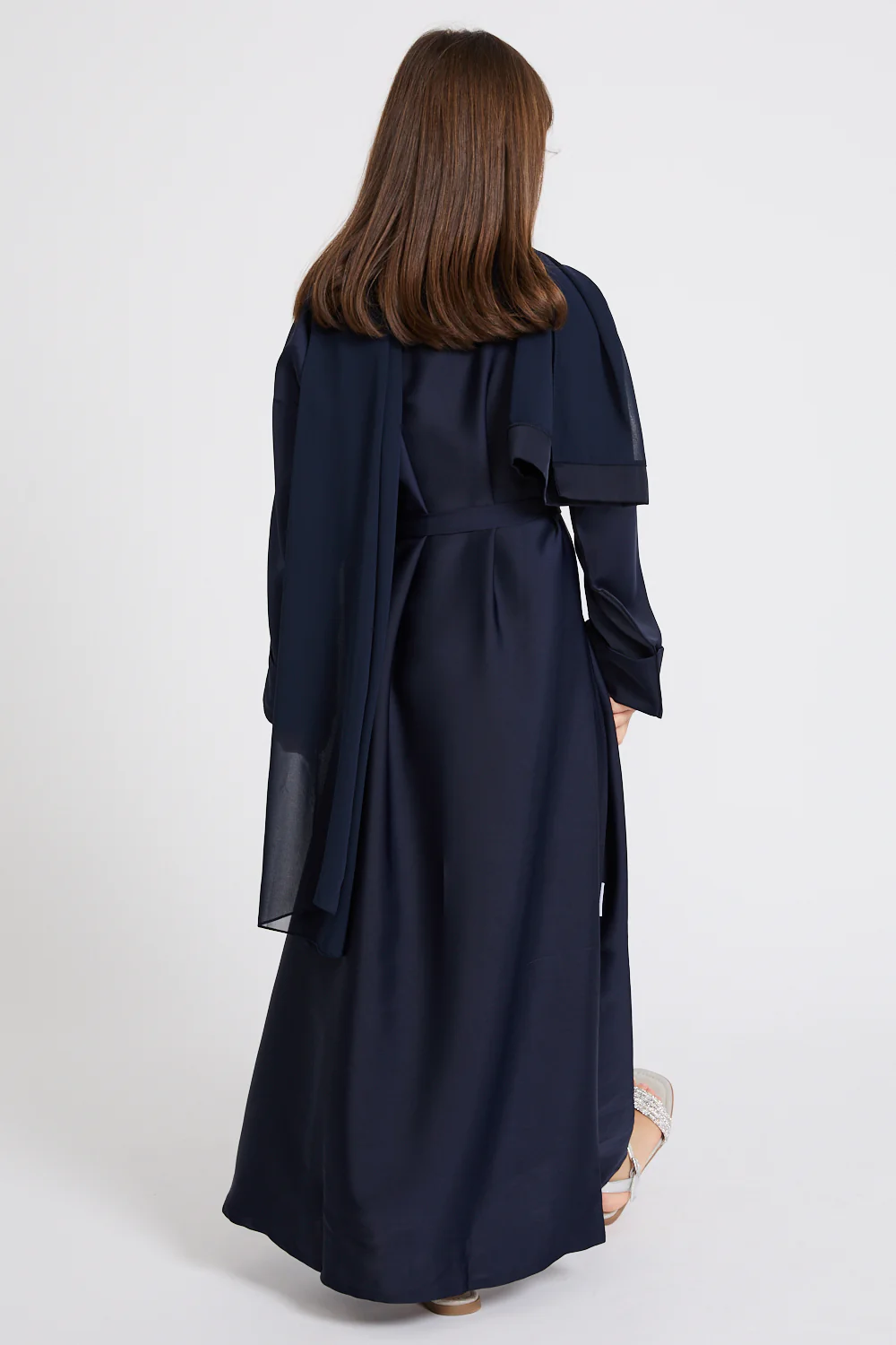 Junior Girls Premium Timeless Closed Abaya with Folded Cuff - Deep Navy - Image 7