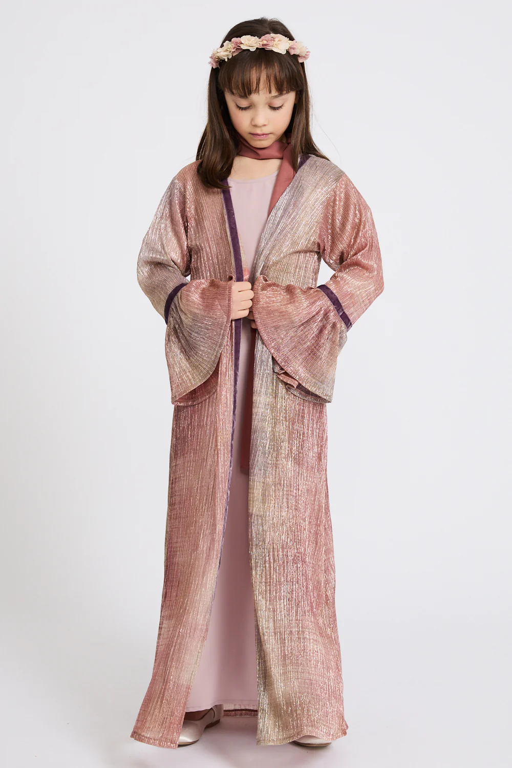 Junior Girls Rose Petal Mirage Open Abaya - LIMITED EDITION - Image 5