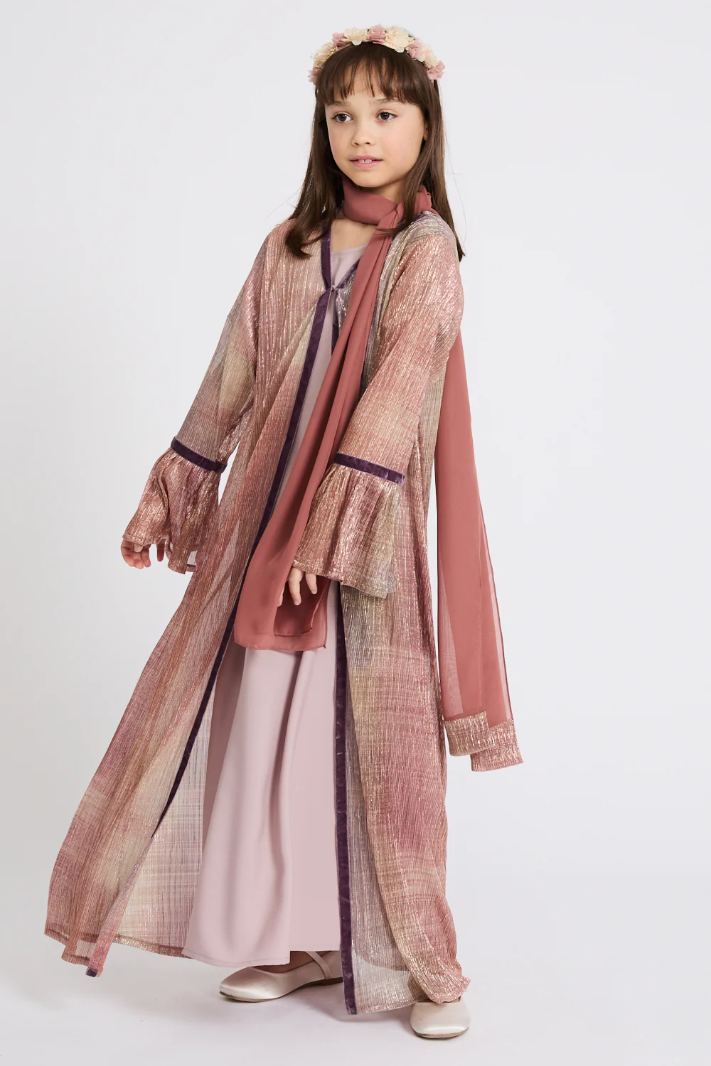 Junior Girls Rose Petal Mirage Open Abaya - LIMITED EDITION - Image 6