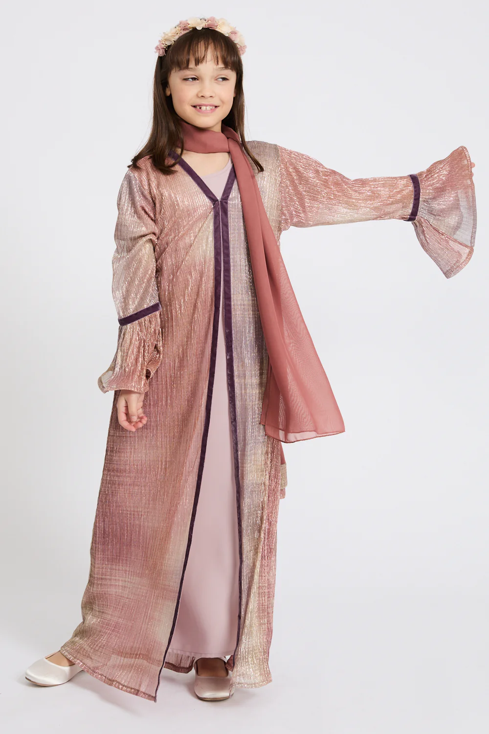 Junior Girls Rose Petal Mirage Open Abaya - LIMITED EDITION - Image 7