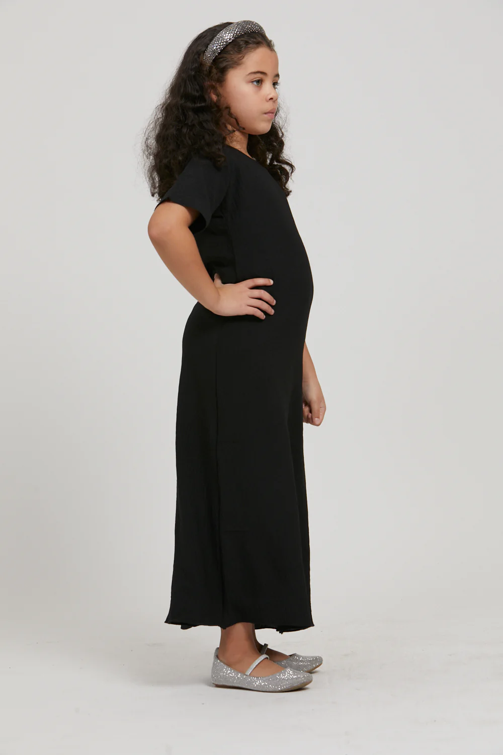 Junior Girls Soft Crush Inner Slip Dress - Black - Image 2