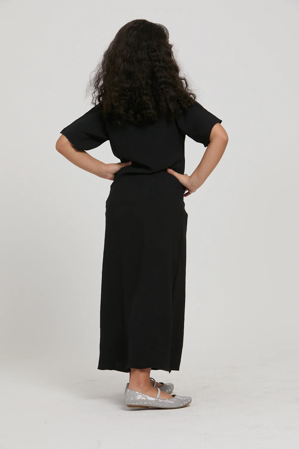 Junior Girls Soft Crush Inner Slip Dress - Black - Image 3