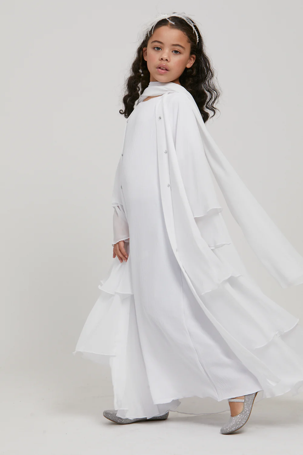 Junior Girls Soft Crush Inner Slip Dress - White - Image 4