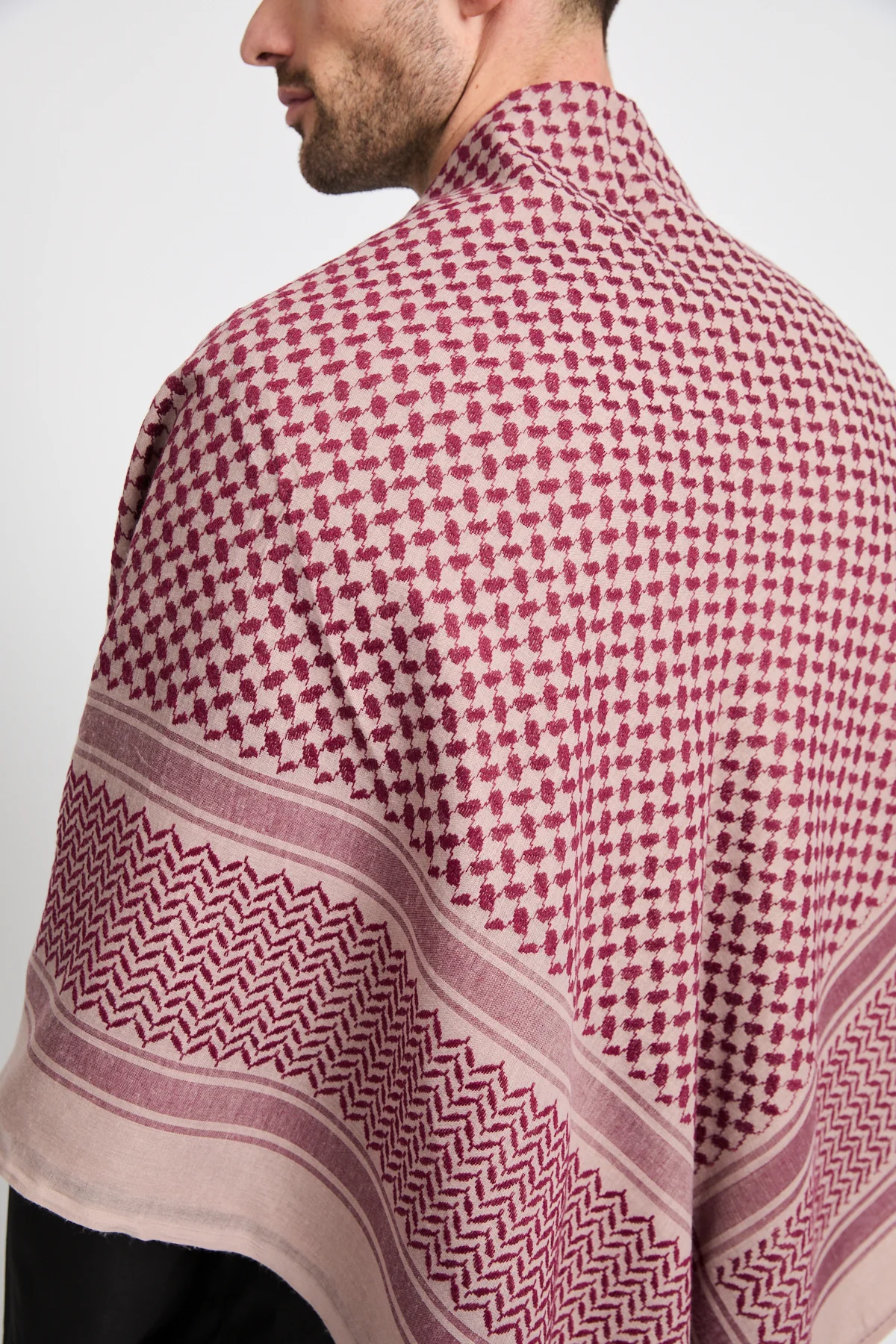 Keffiyeh Scarf - Dusty Burgundy - Image 2