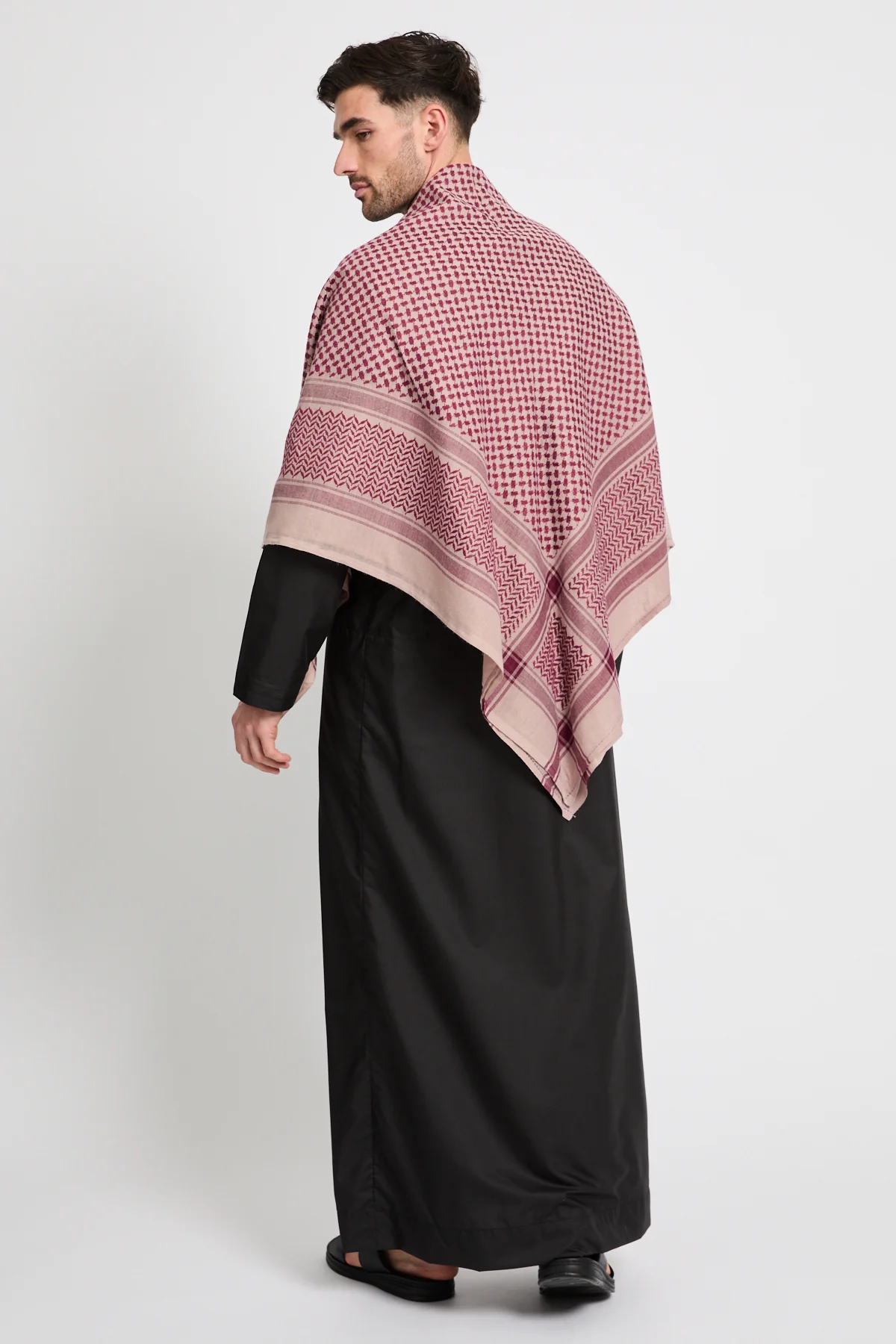 Keffiyeh Scarf - Dusty Burgundy - Image 4
