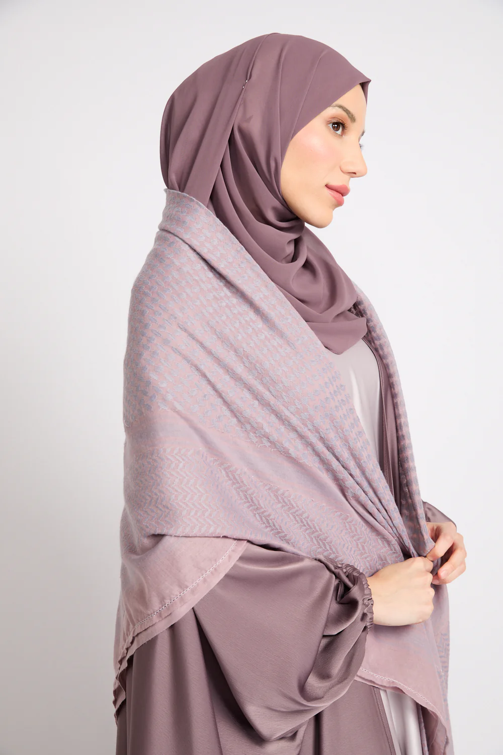 Keffiyeh Scarf - Rosy Mauve - Image 4
