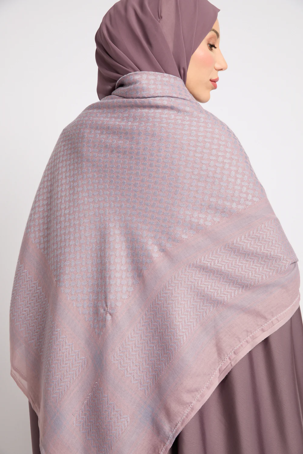 Keffiyeh Scarf - Rosy Mauve - Image 5