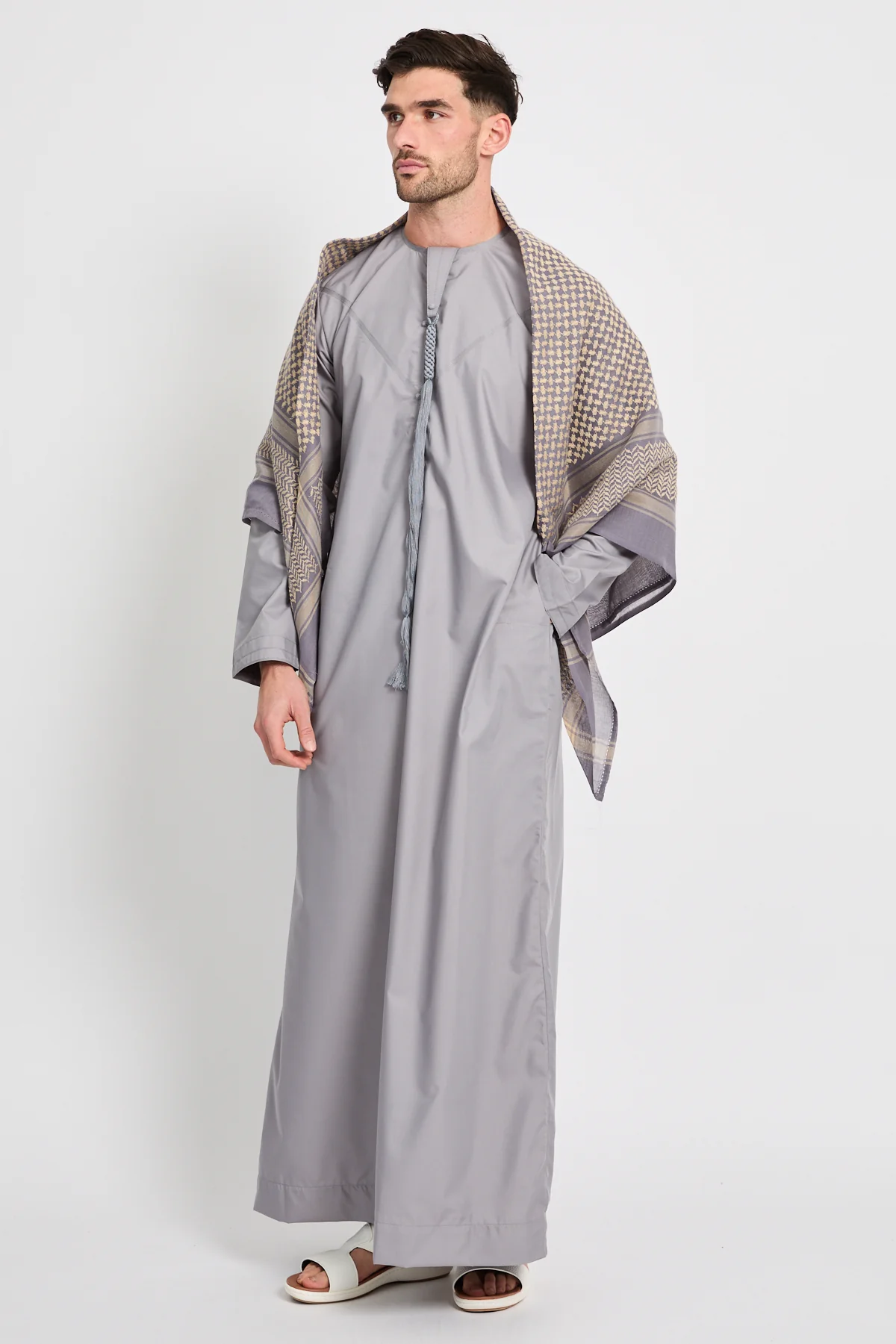 Keffiyeh Scarf - Warm Dove Grey - Image 2