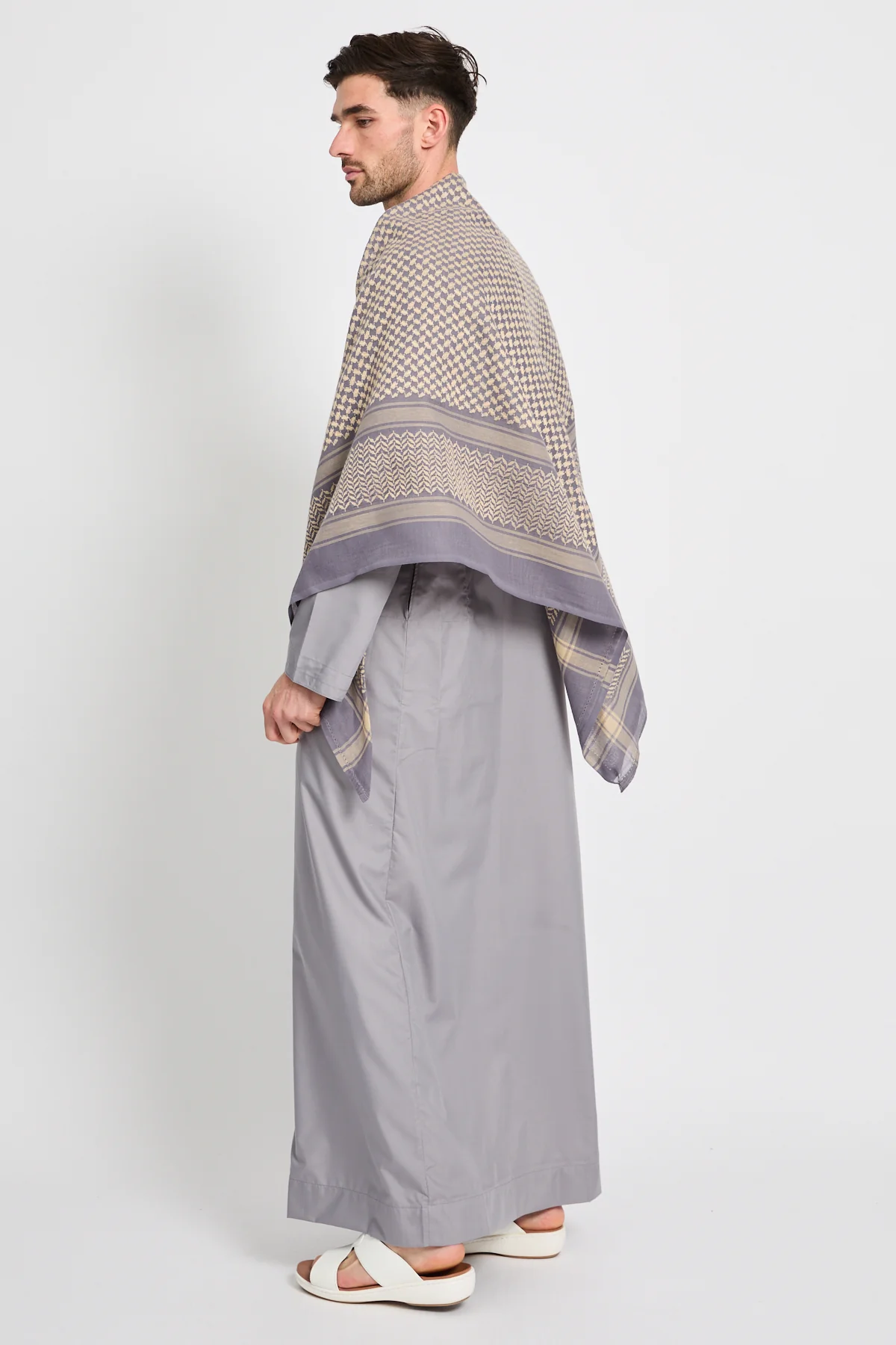 Keffiyeh Scarf - Warm Dove Grey - Image 4