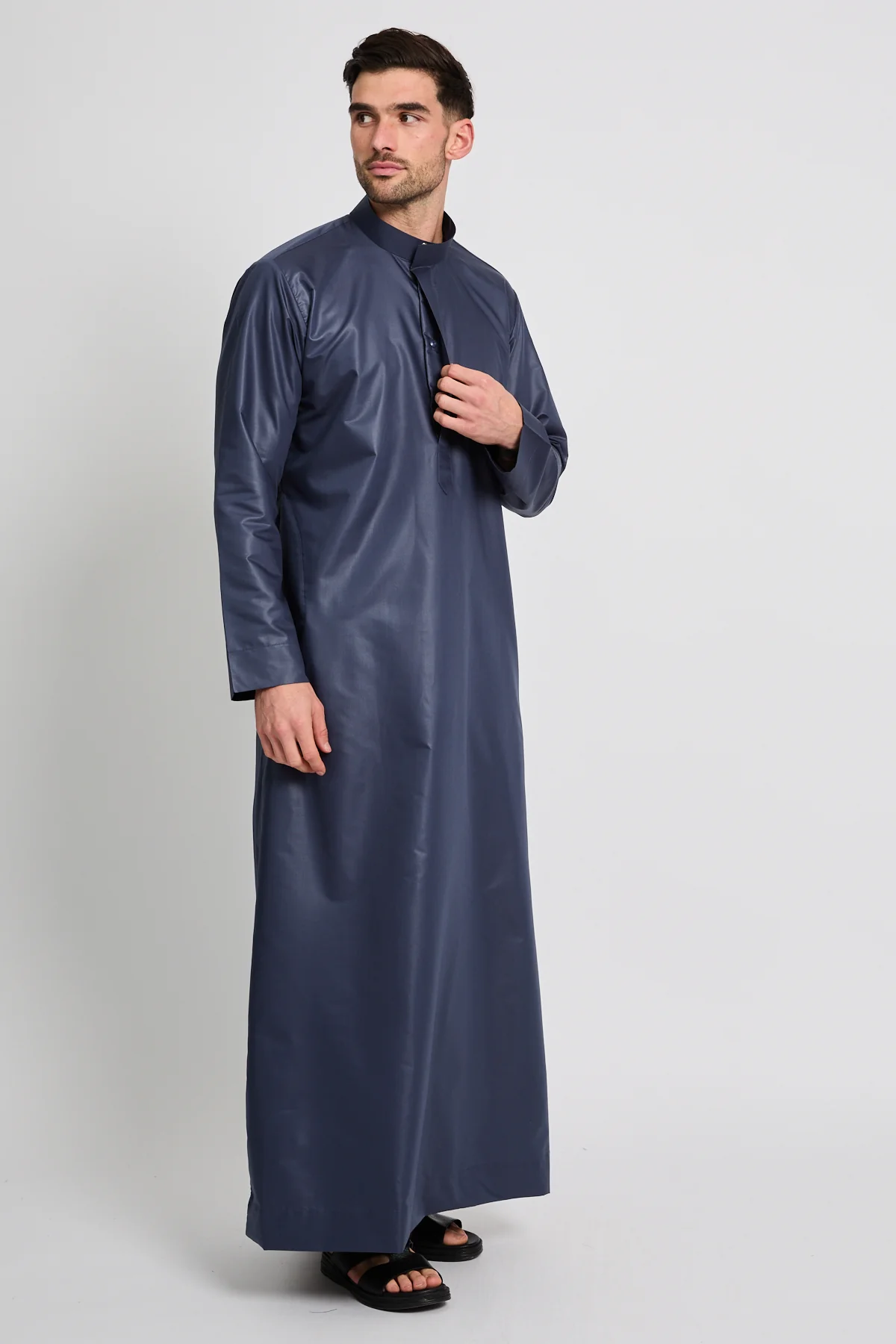 Premium Kuwaiti Thobe - Navy - Image 6