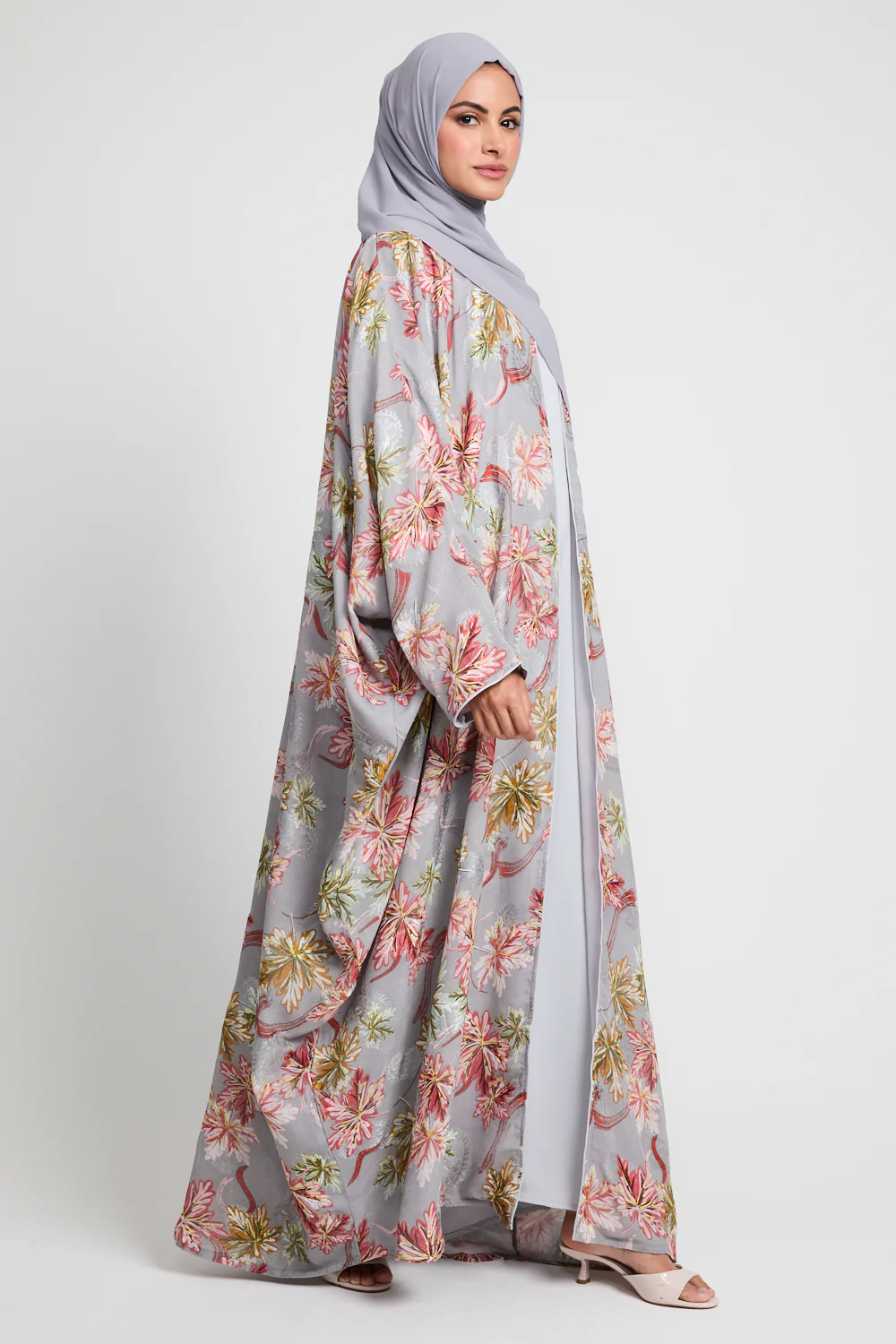 Lavender Bloom Grey Open Bisht - LIMITED EDITION - Image 4