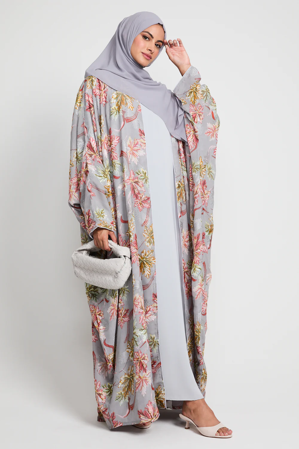 Lavender Bloom Grey Open Bisht - LIMITED EDITION - Image 5