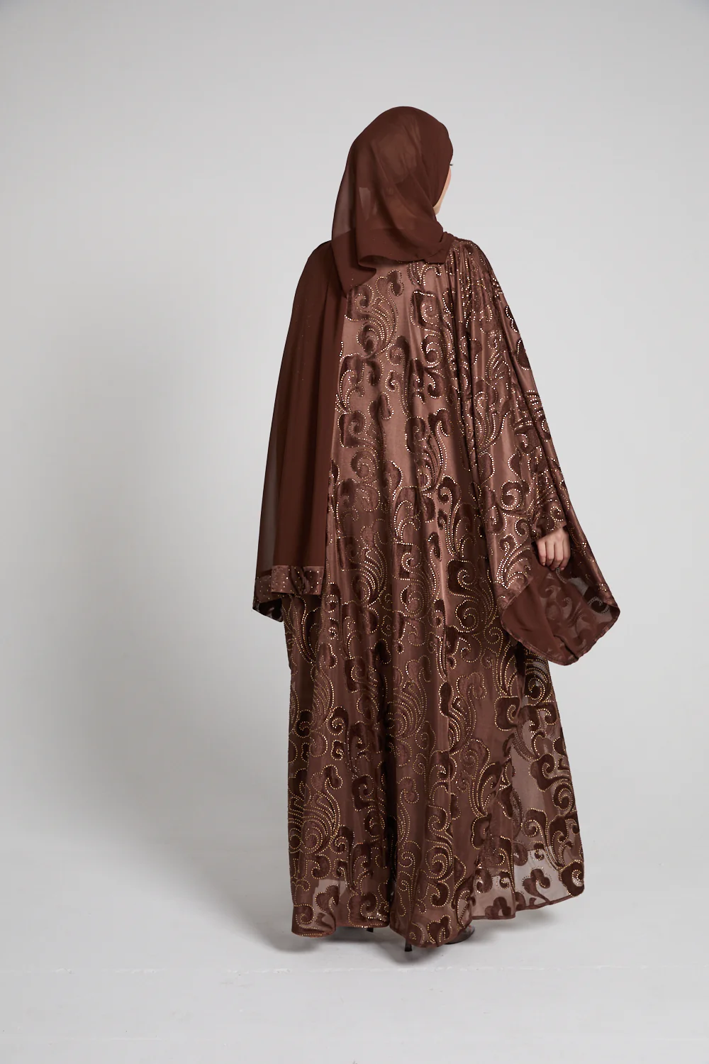 Luxury Arabian Dusk Embellished Open Abaya - Limited Edition - Image 9