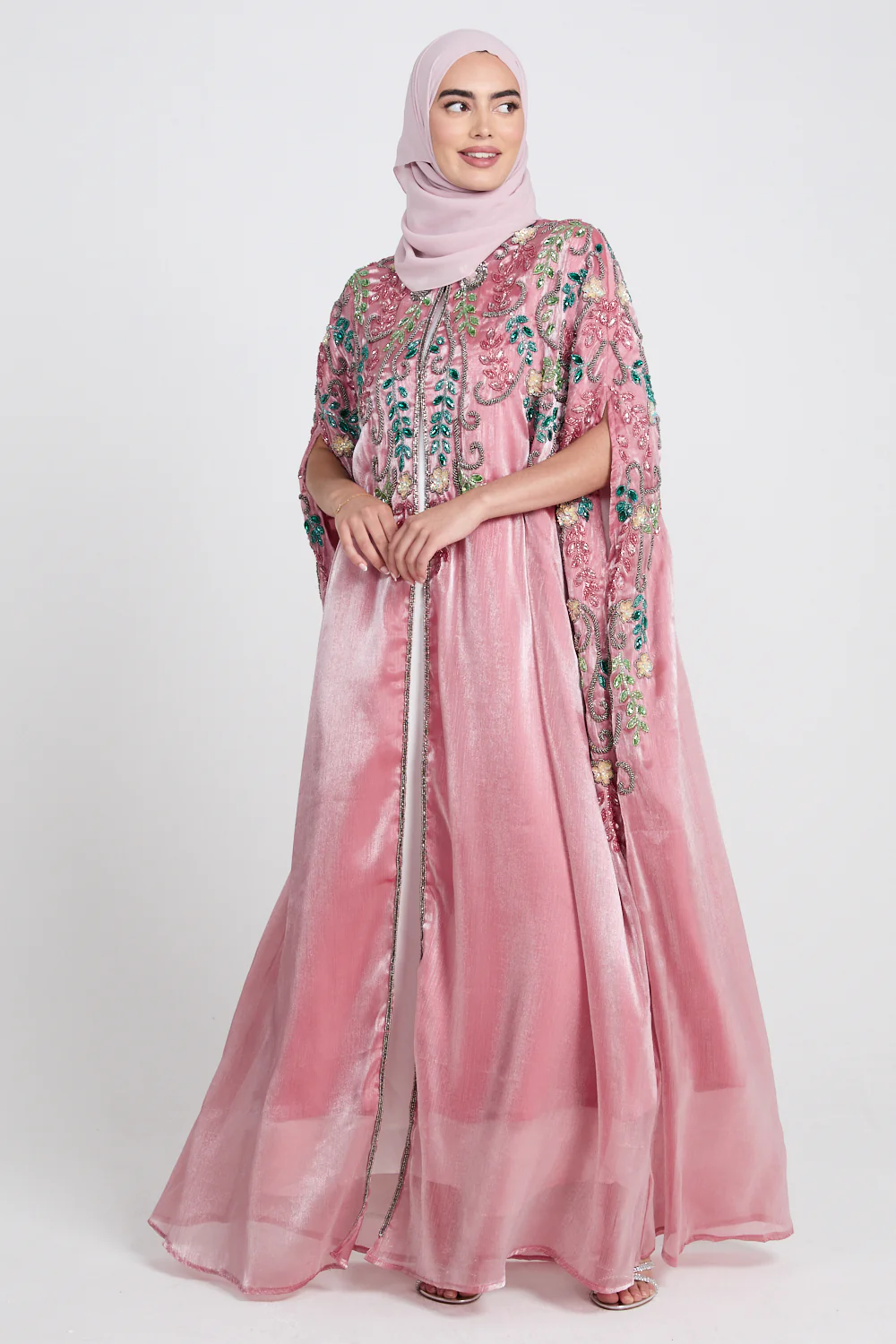 Luxury Bejewelled Cape - Dusty Rose - Image 3