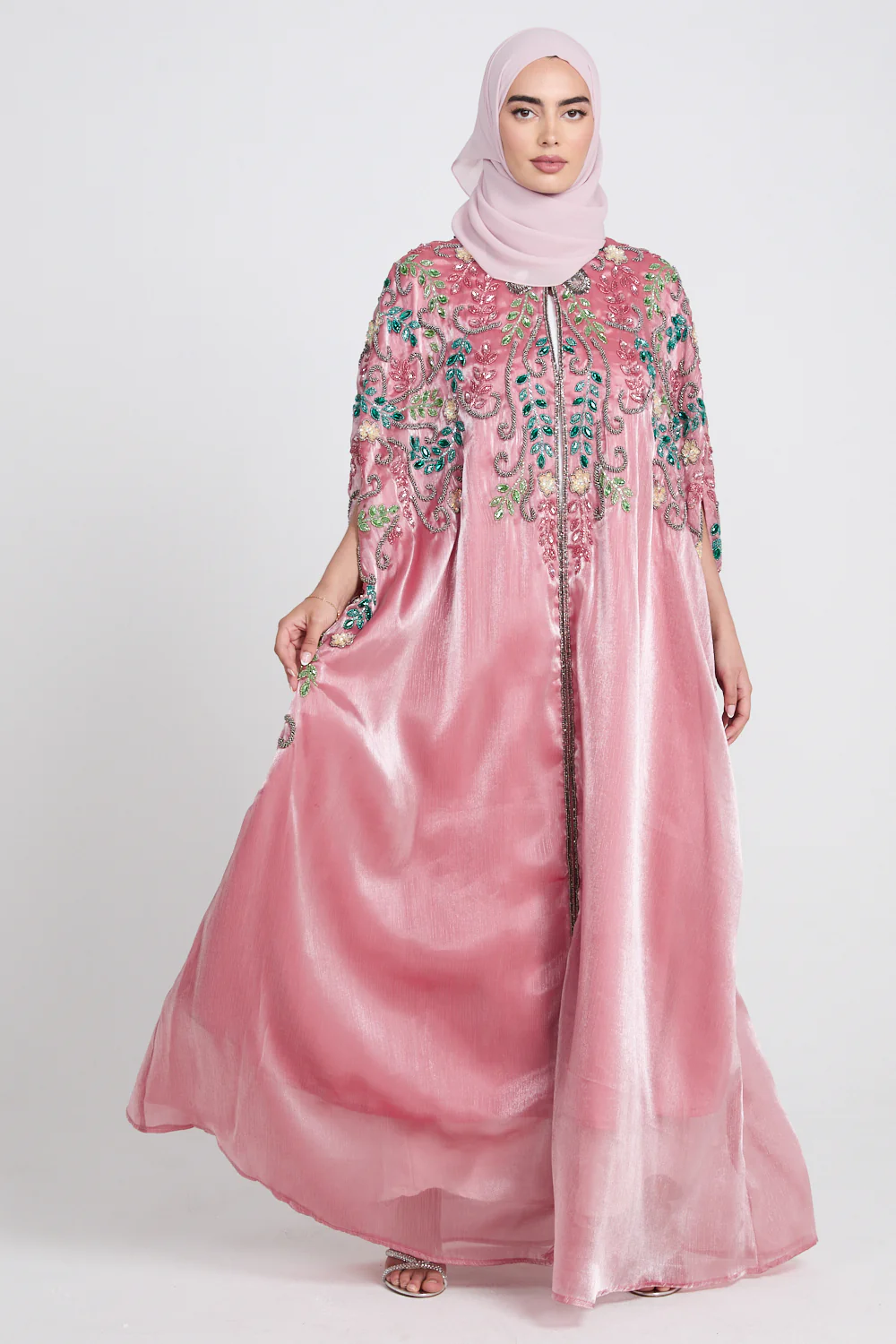 Luxury Bejewelled Cape - Dusty Rose - Image 4