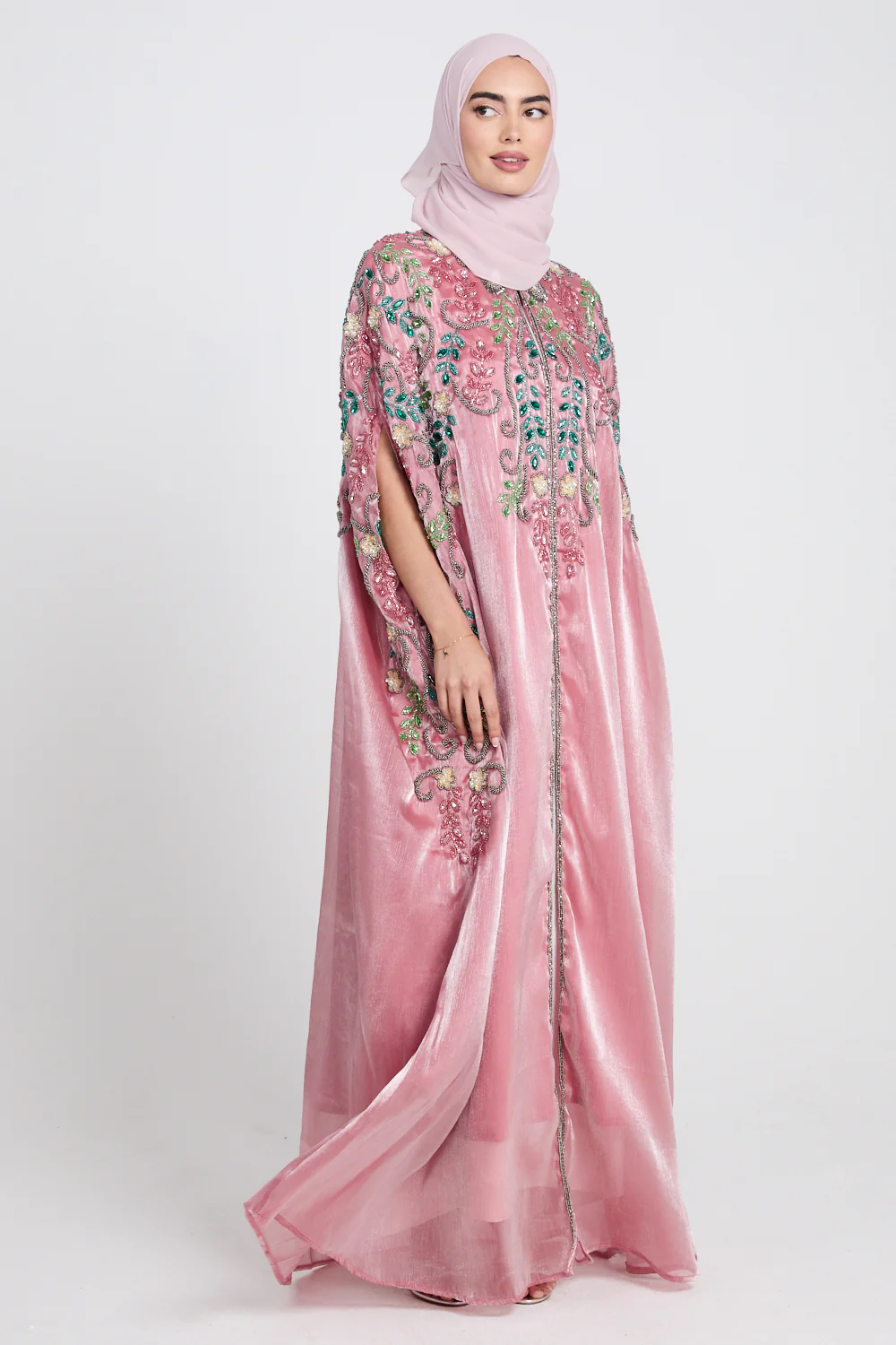 Luxury Bejewelled Cape - Dusty Rose - Image 5