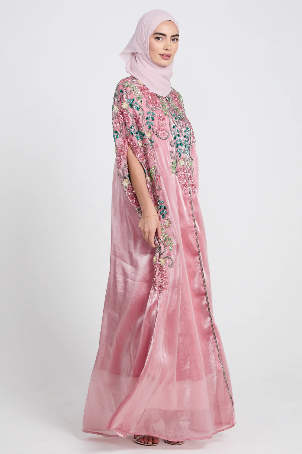 Luxury Bejewelled Cape - Dusty Rose - Image 7