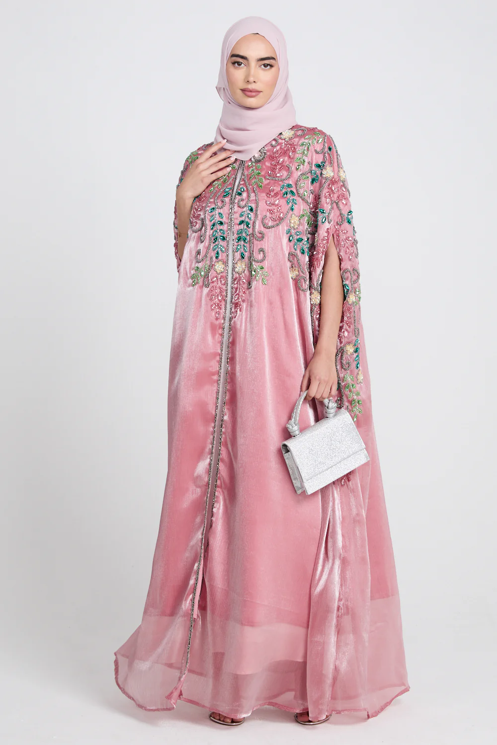 Luxury Bejewelled Cape - Dusty Rose - Image 8
