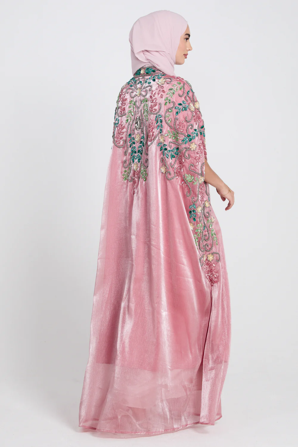 Luxury Bejewelled Cape - Dusty Rose - Image 9