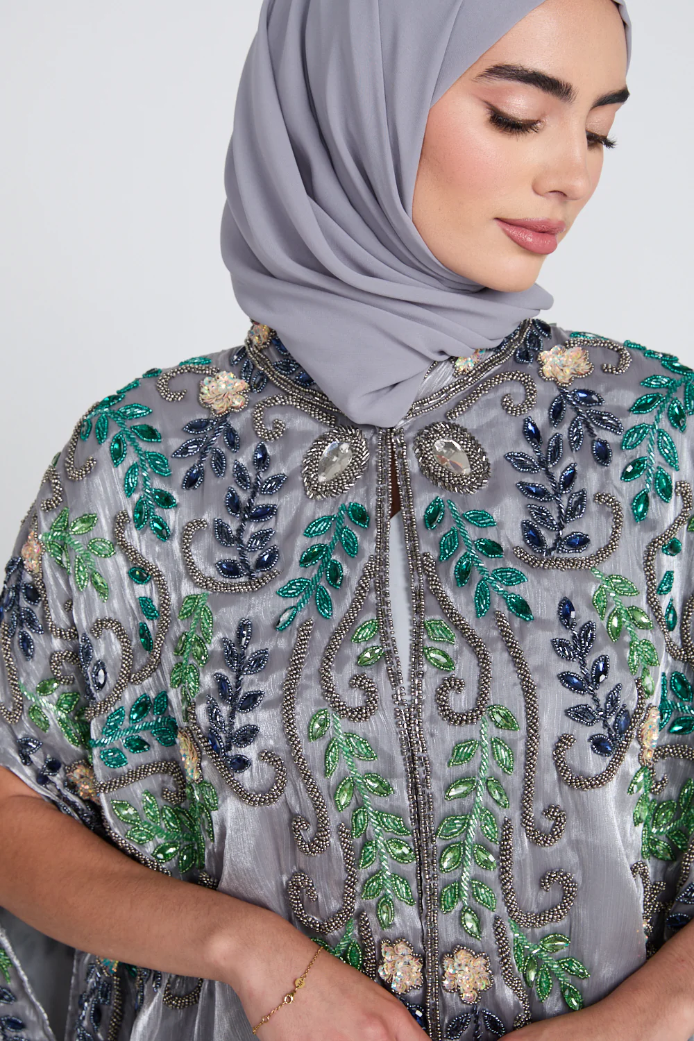 Luxury Bejewelled Cape - Silver - Image 2