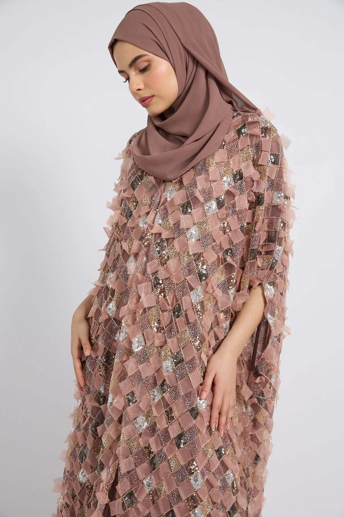 Luxury Blush Bronze Mosaic Couture Cape - Limited Edition - Image 2