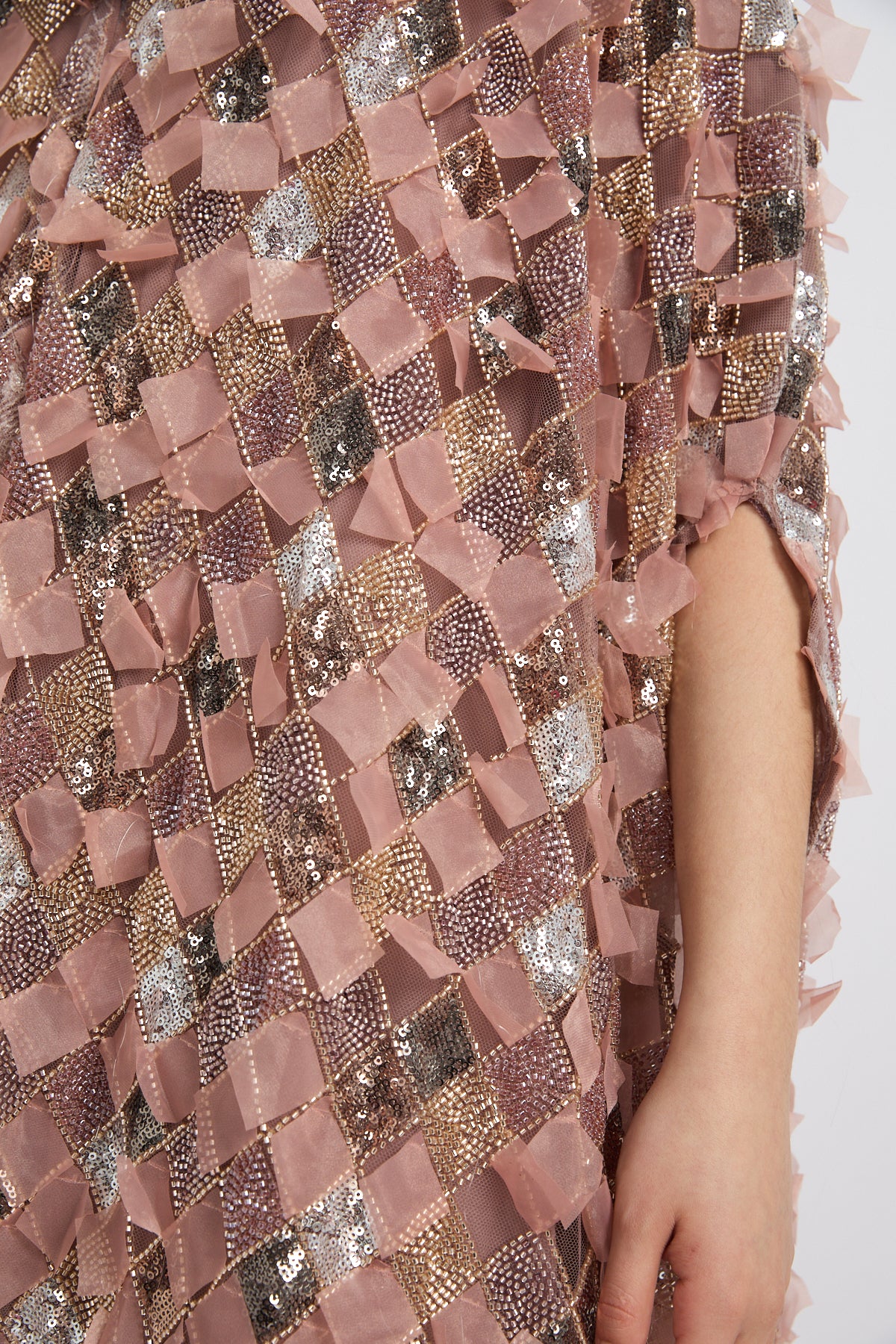 Luxury Blush Bronze Mosaic Couture Cape - Limited Edition - Image 5