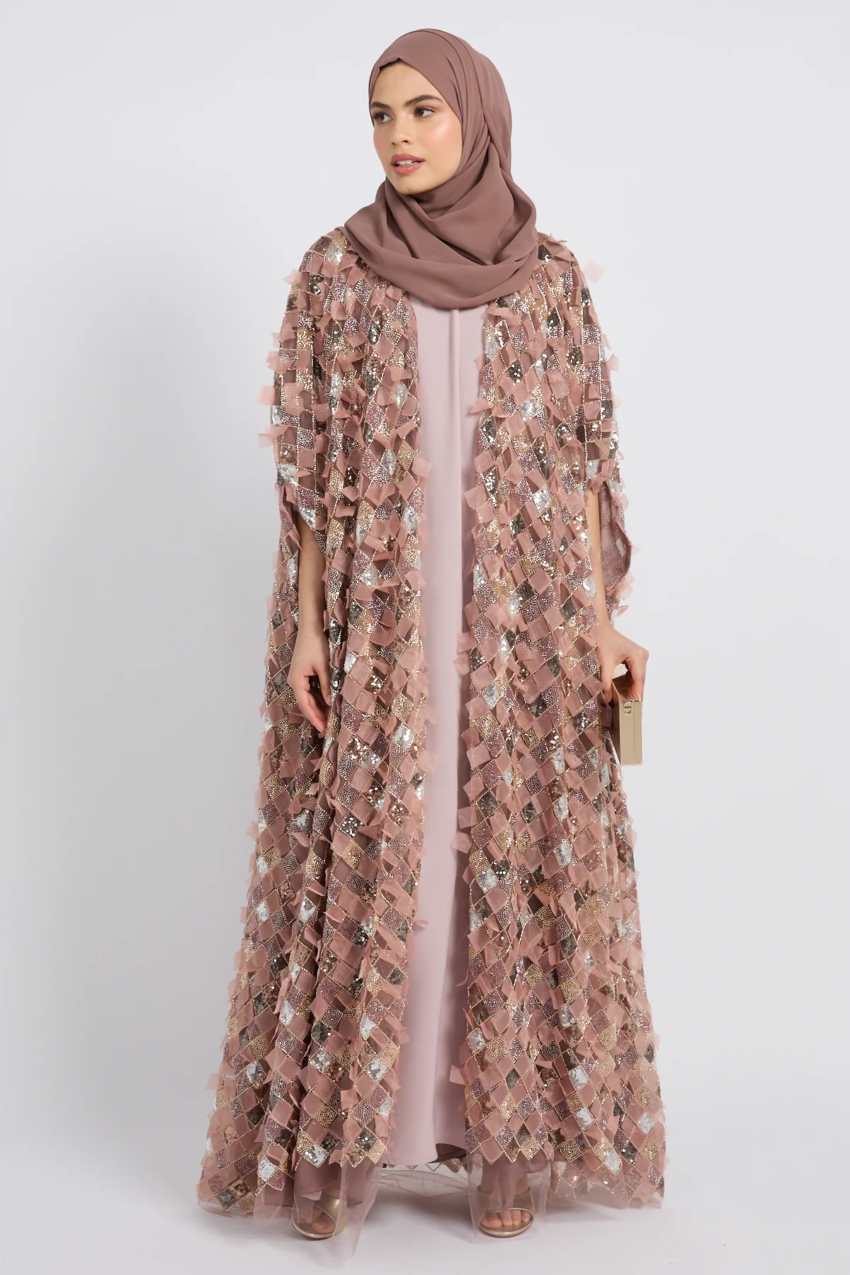 Luxury Blush Bronze Mosaic Couture Cape - Limited Edition - Image 7