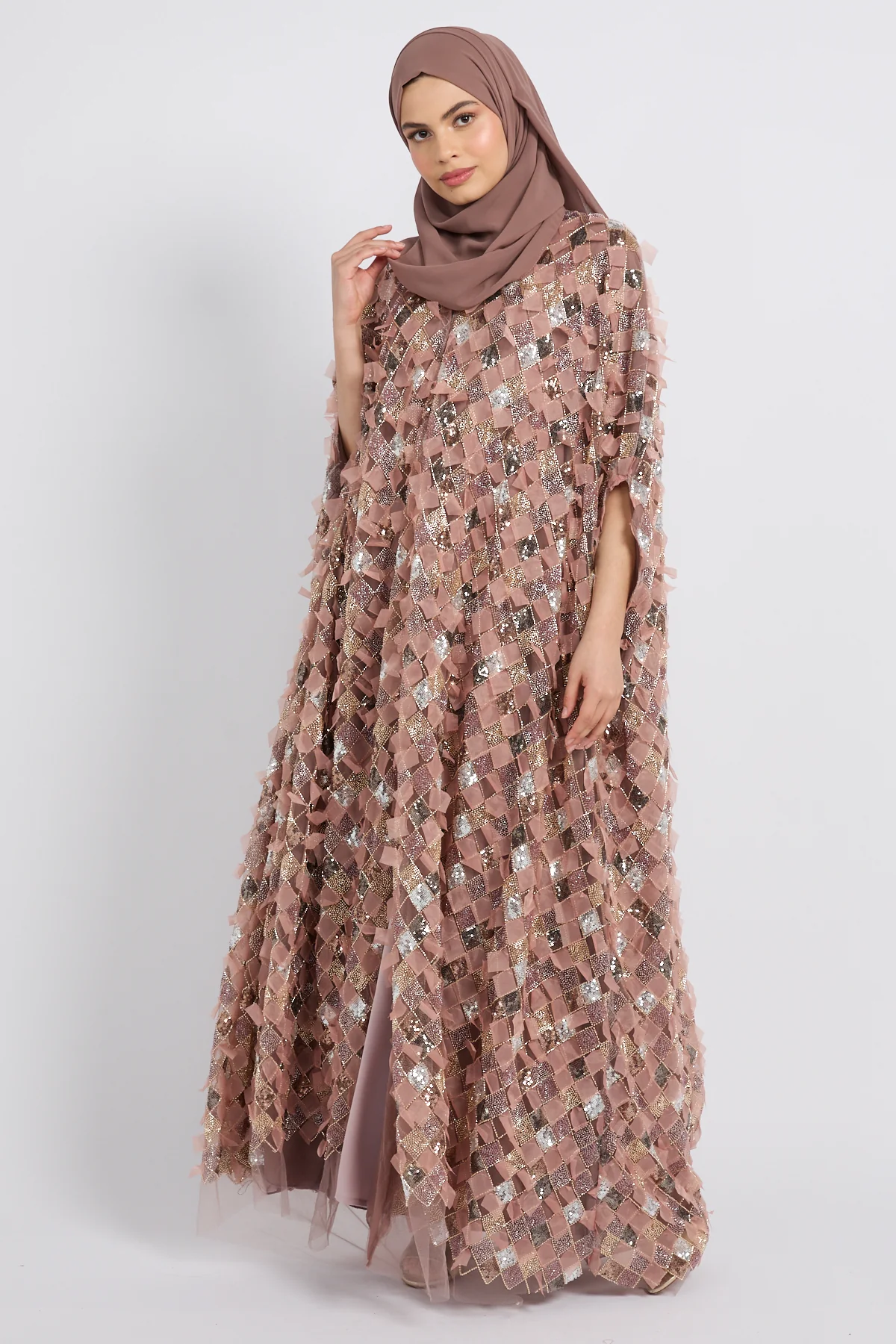 Luxury Blush Bronze Mosaic Couture Cape - Limited Edition - Image 8