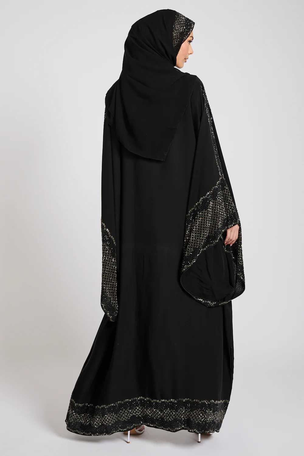 Luxury Celestial Noir Embellished Open Farasha - Image 8