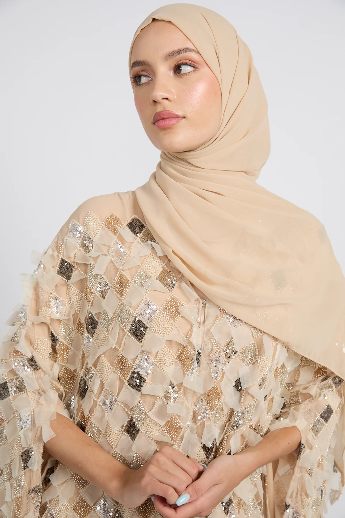 Luxury Champagne Mosaic Couture Cape - Limited Edition - Image 2