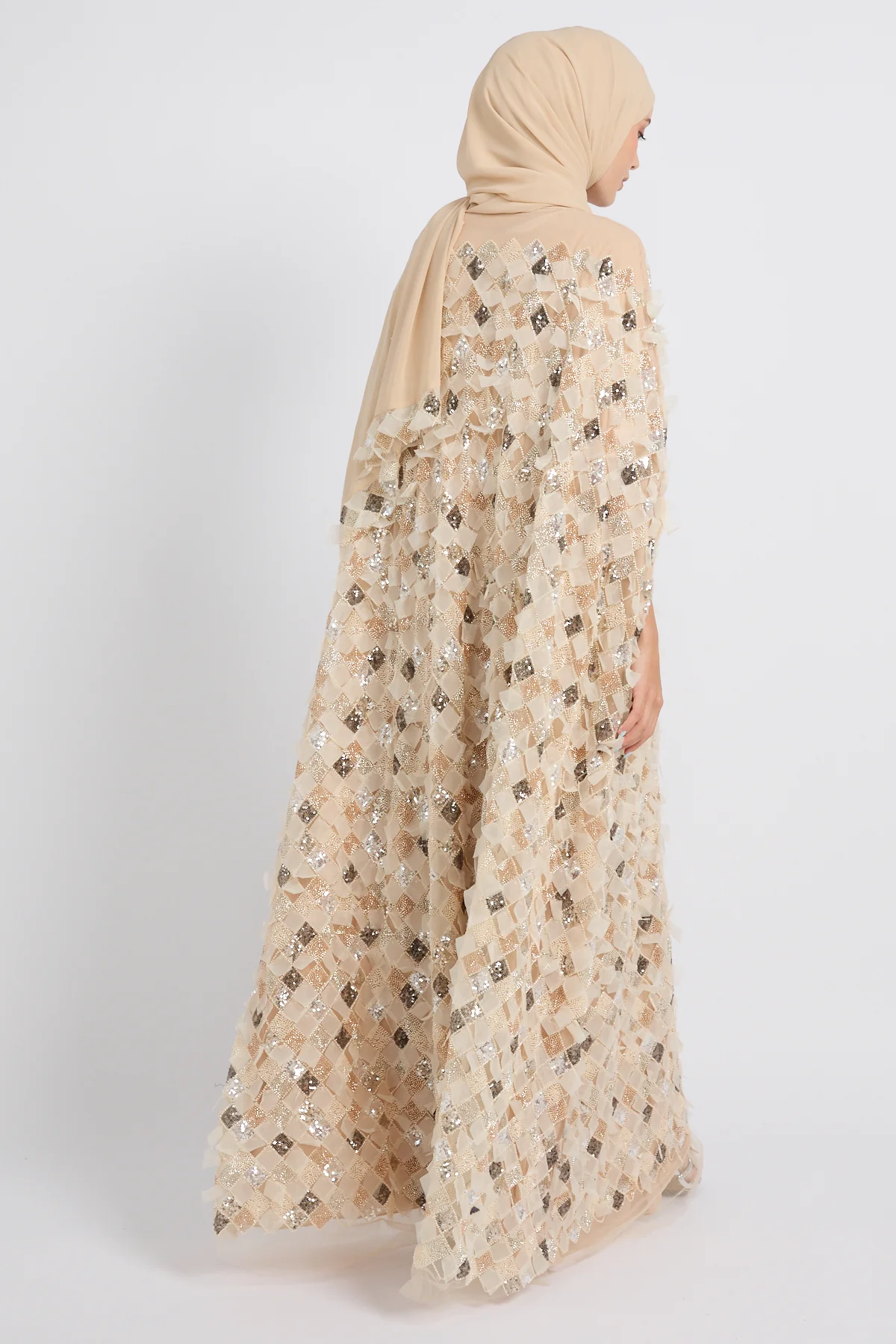 Luxury Champagne Mosaic Couture Cape - Limited Edition - Image 5