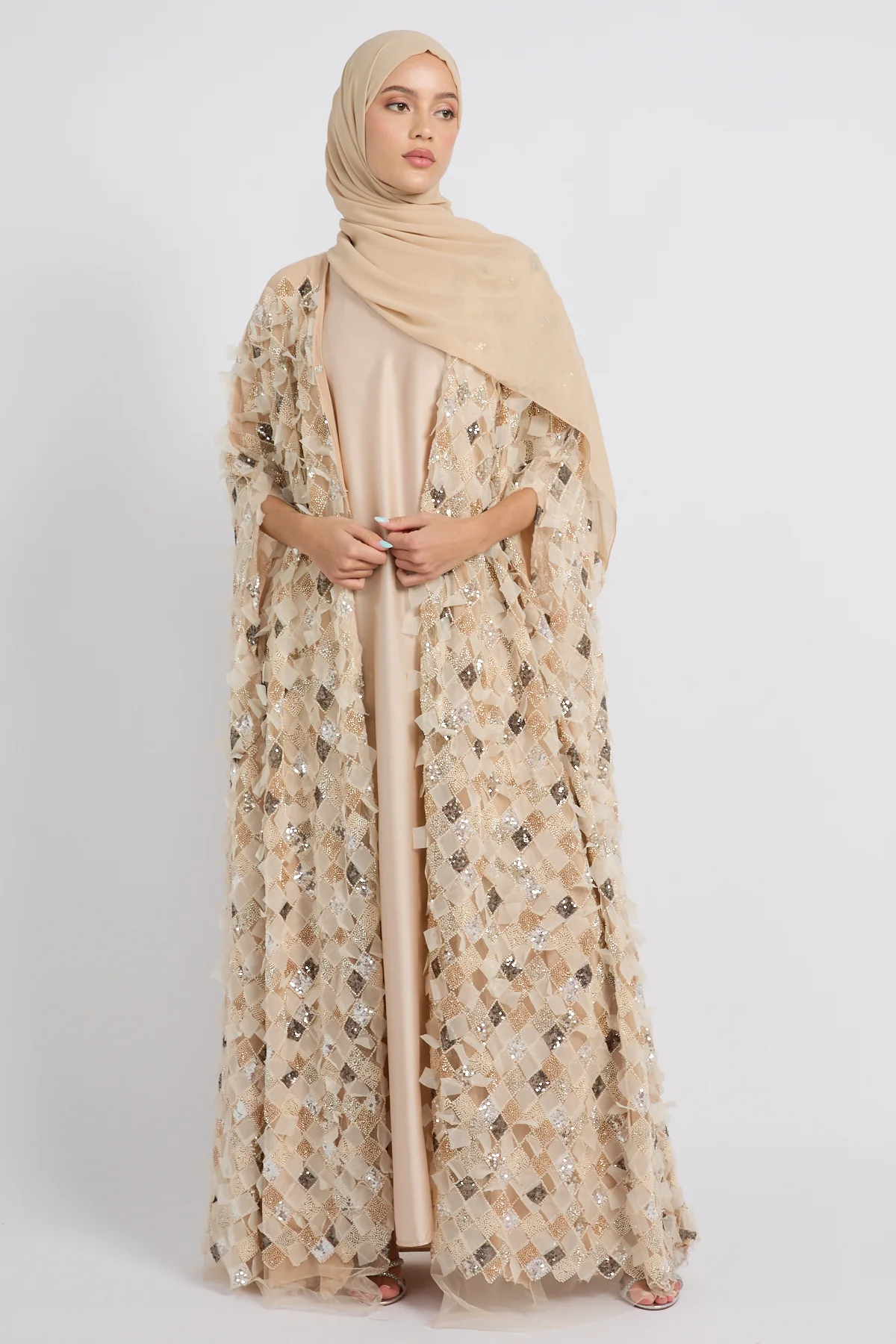 Luxury Champagne Mosaic Couture Cape - Limited Edition - Image 6