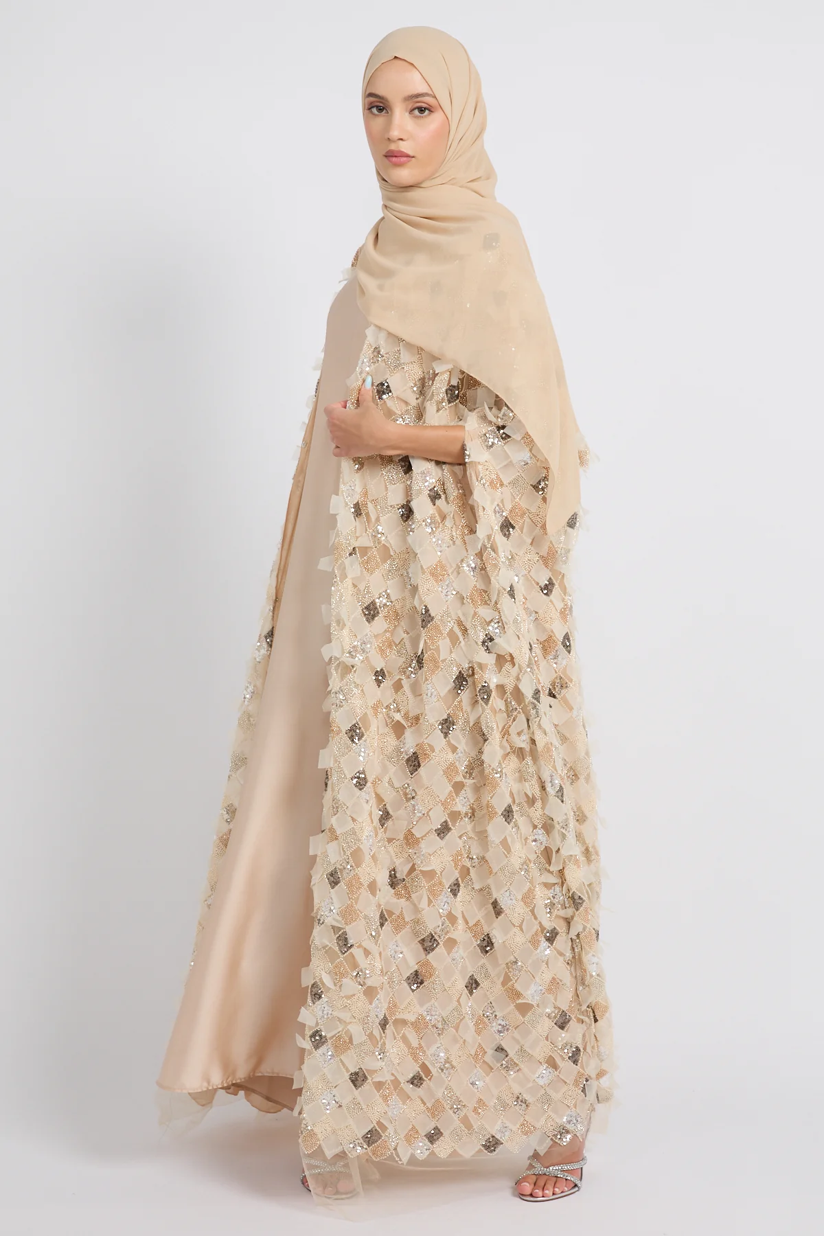 Luxury Champagne Mosaic Couture Cape - Limited Edition - Image 9