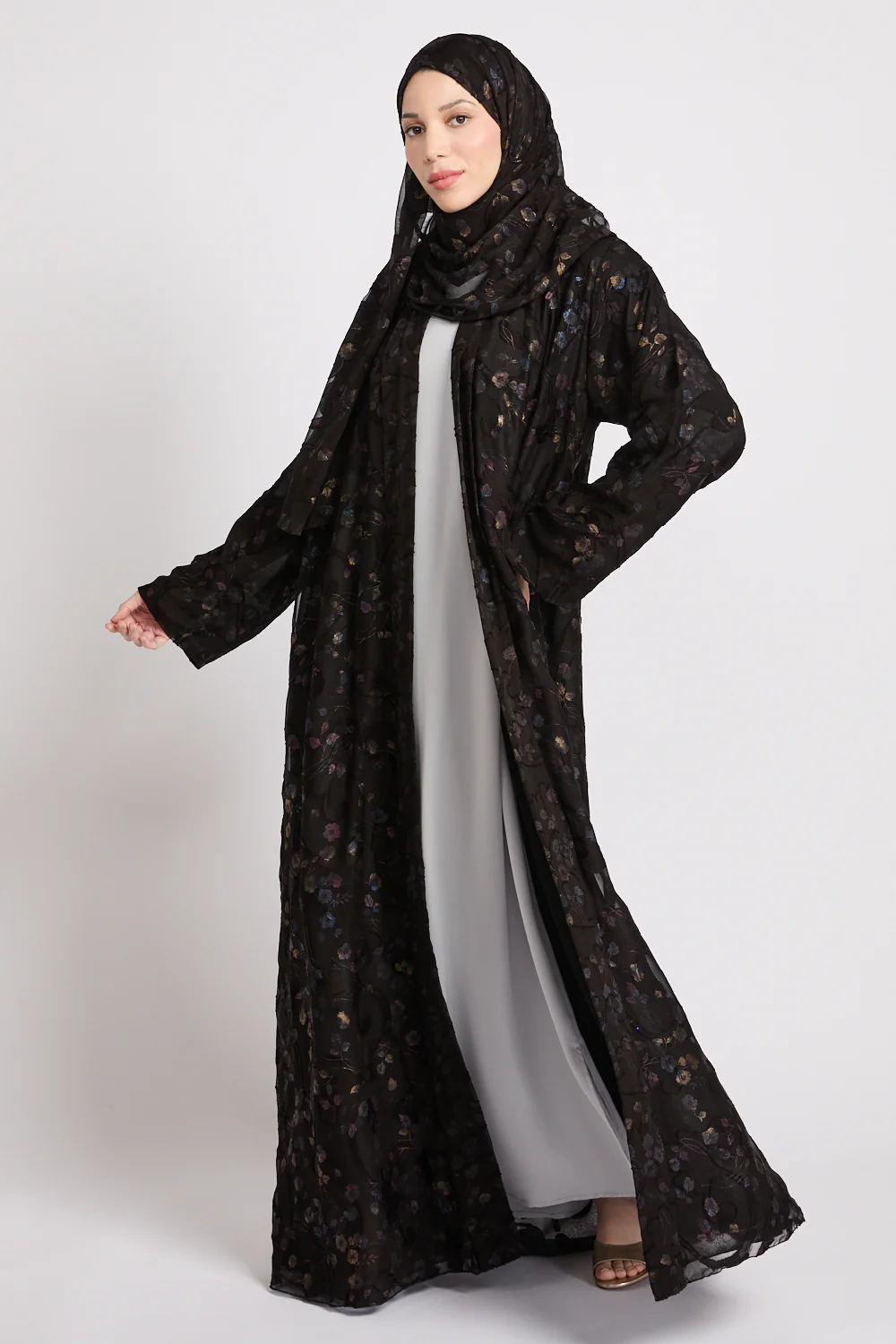 Luxury Eternal Night Garden Open Abaya - Image 10