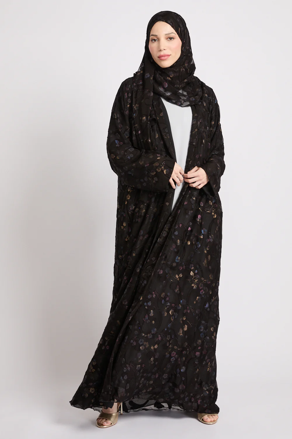 Luxury Eternal Night Garden Open Abaya - Image 3
