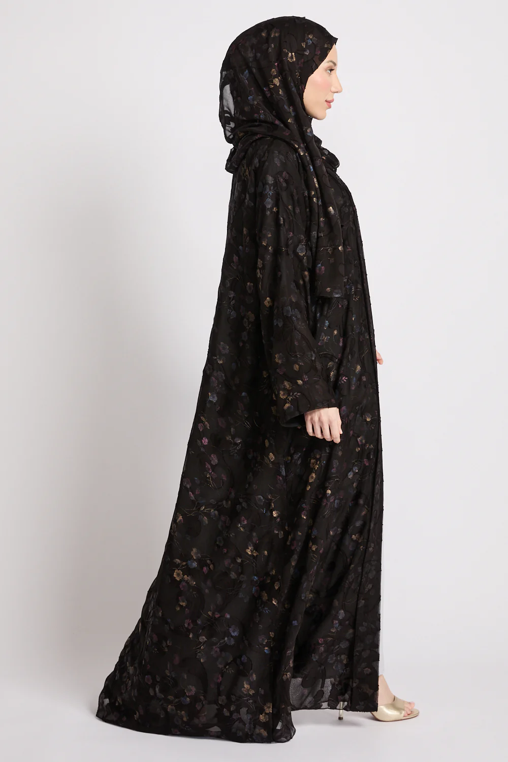 Luxury Eternal Night Garden Open Abaya - Image 8