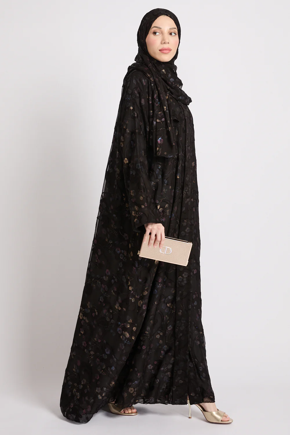 Luxury Eternal Night Garden Open Abaya - Image 9