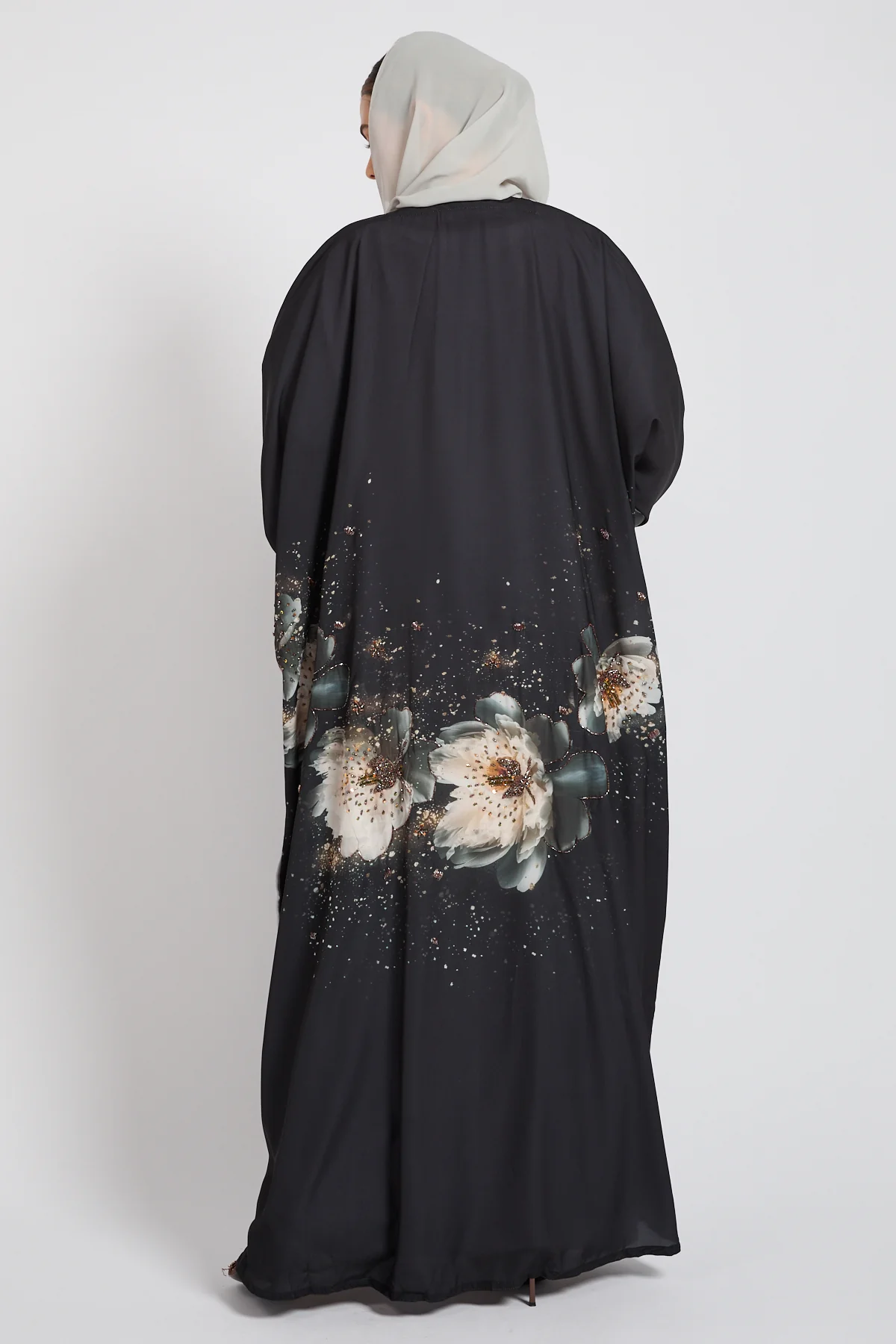 Luxury Floral Embellished Stardust Open Abaya - LIMITED EDITION - Image 4