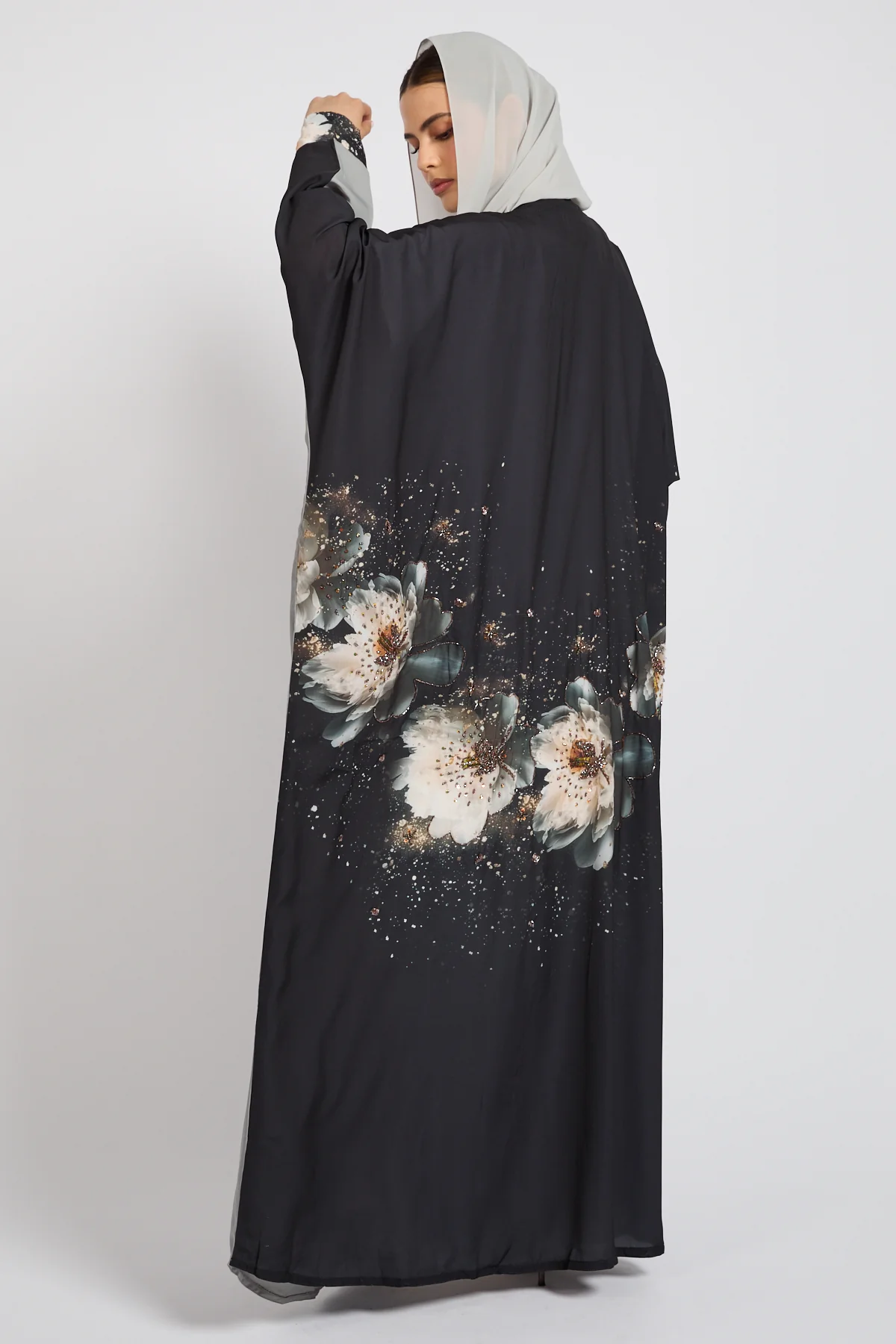Luxury Floral Embellished Stardust Open Abaya - LIMITED EDITION - Image 7