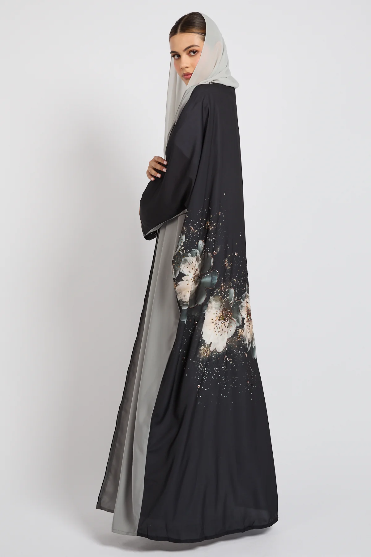 Luxury Floral Embellished Stardust Open Abaya - LIMITED EDITION - Image 8
