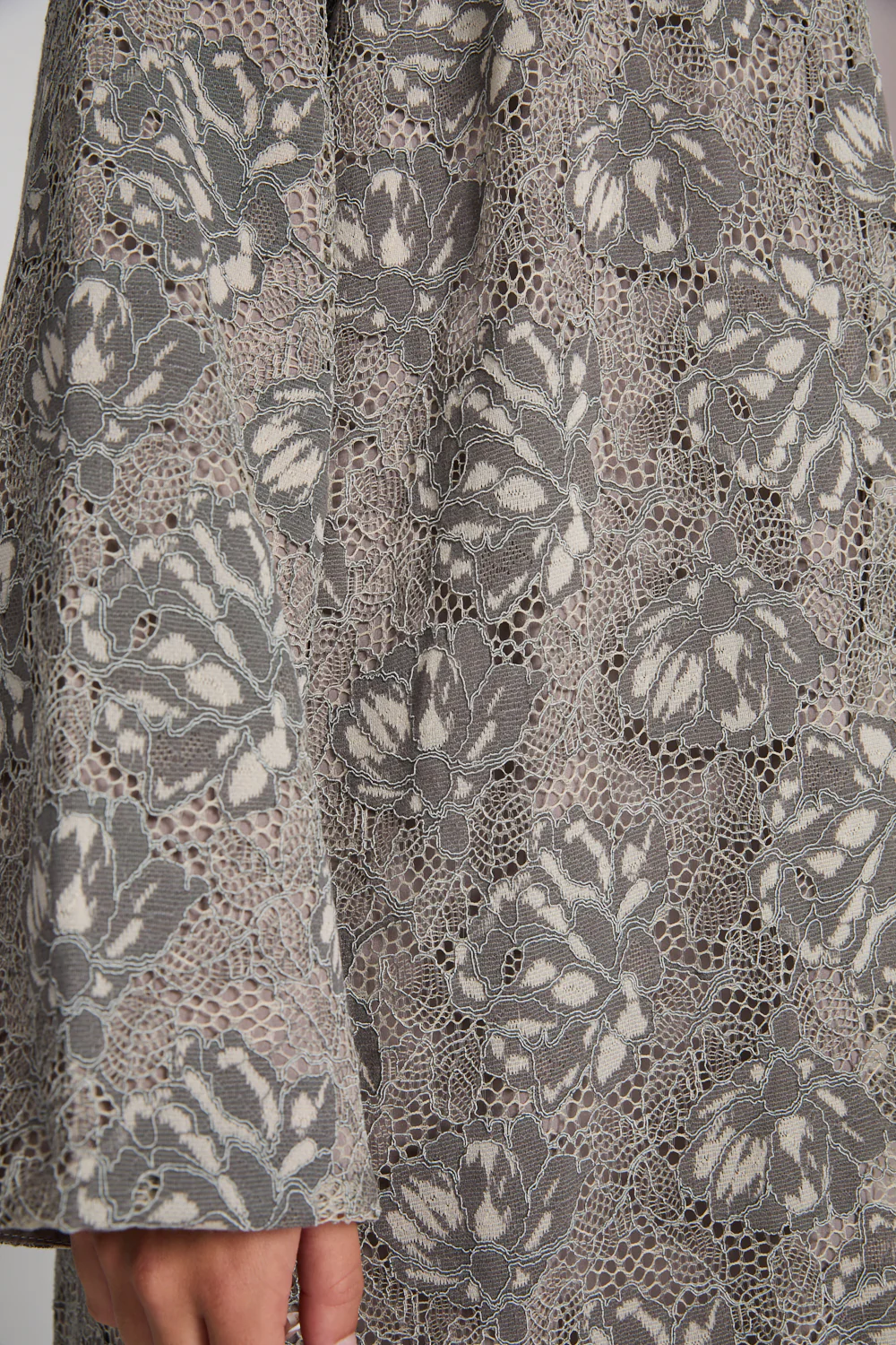Luxury French Lace Open Abaya - Mocha Mist - LIMITED EDITION - Image 5