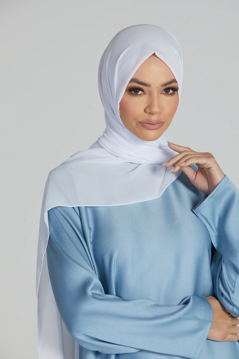 Luxury Georgette Chiffon Hijab -  Pure White - Image 3