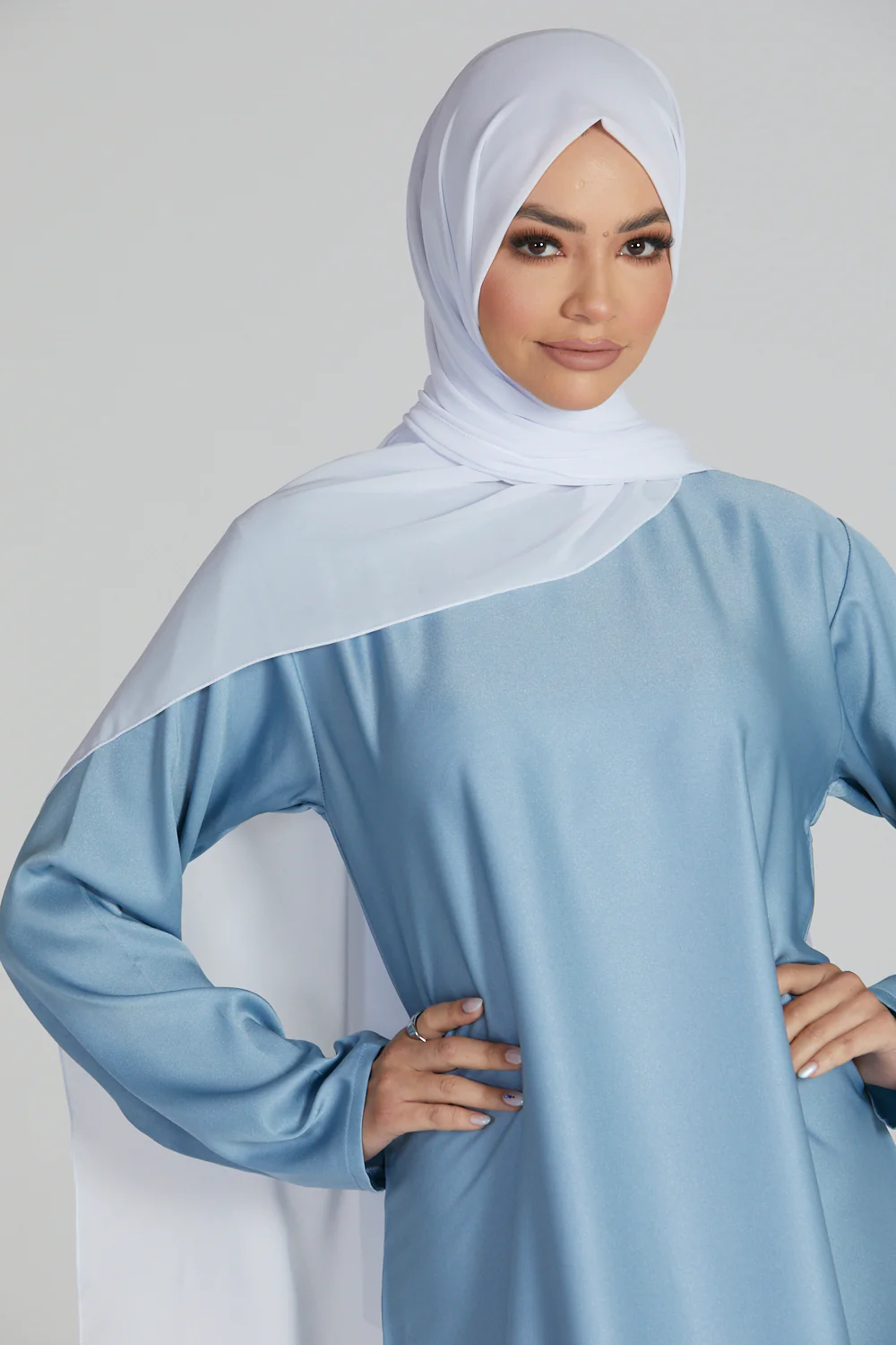Luxury Georgette Chiffon Hijab -  Pure White - Image 4