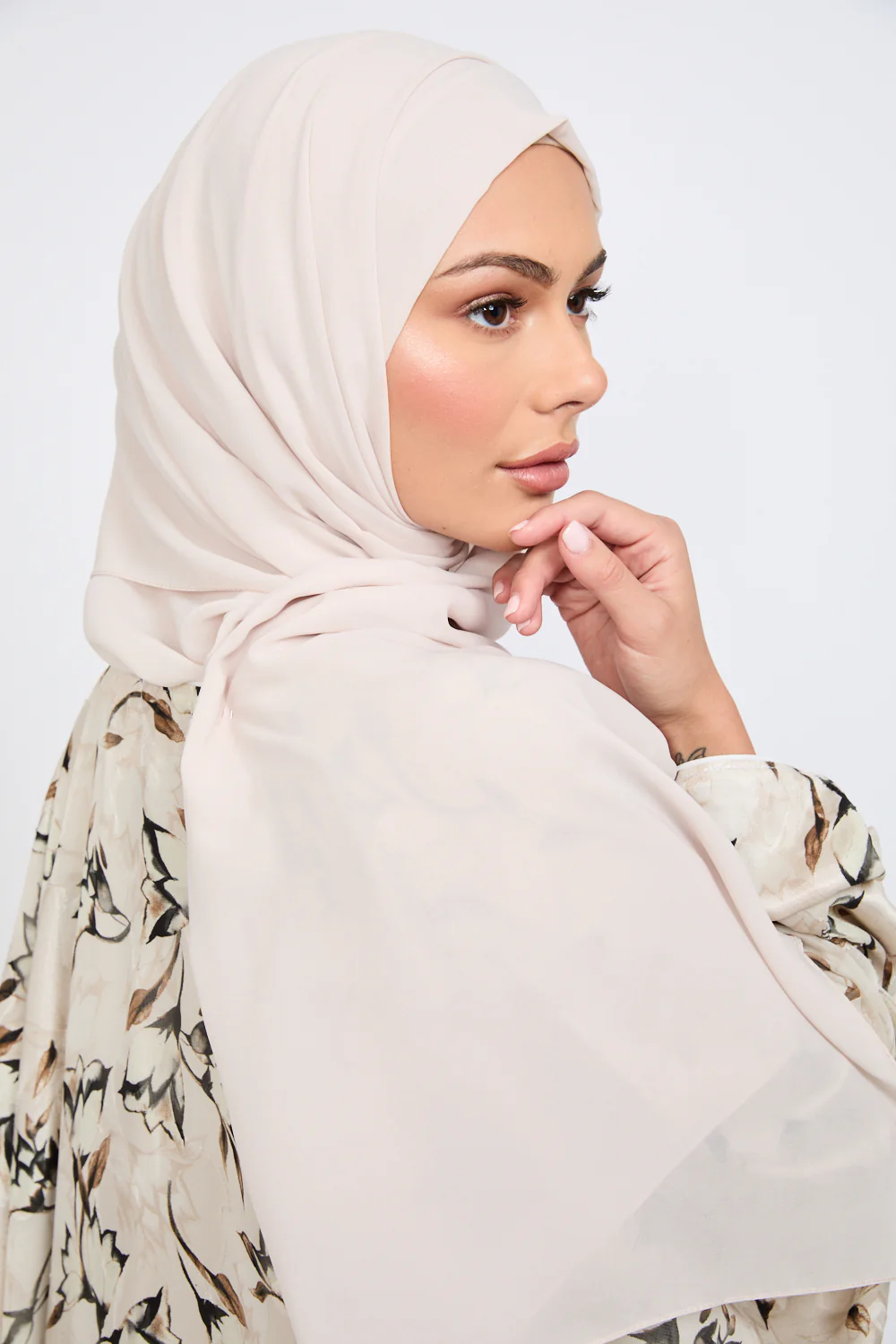 Luxury Georgette Hijab - Nude - Image 2