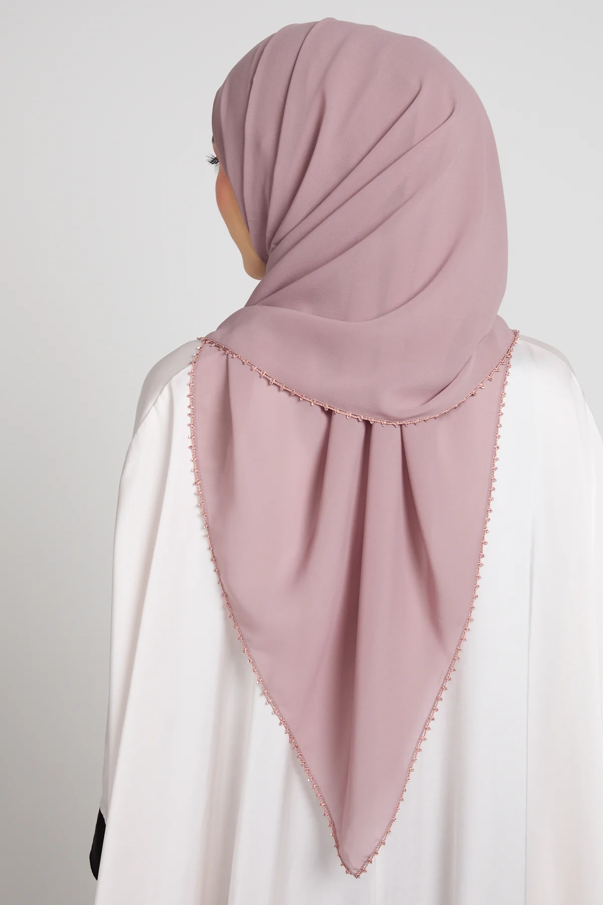 Luxury Georgette Hijab with Dainty Detailing - Blush Mauve - Image 4