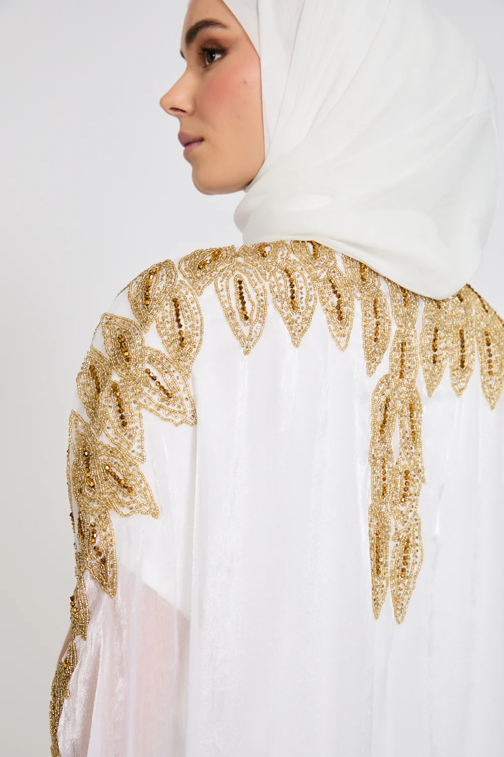 Luxury Majestic Embellished Cape - Off White - Image 2