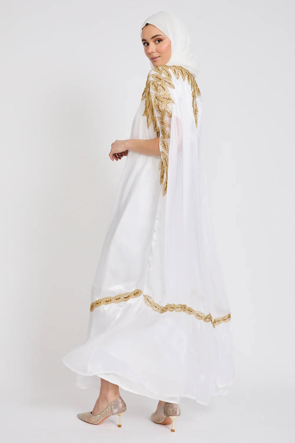 Luxury Majestic Embellished Cape - Off White - Image 5