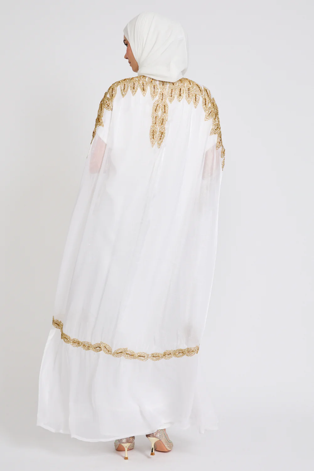 Luxury Majestic Embellished Cape - Off White - Image 6